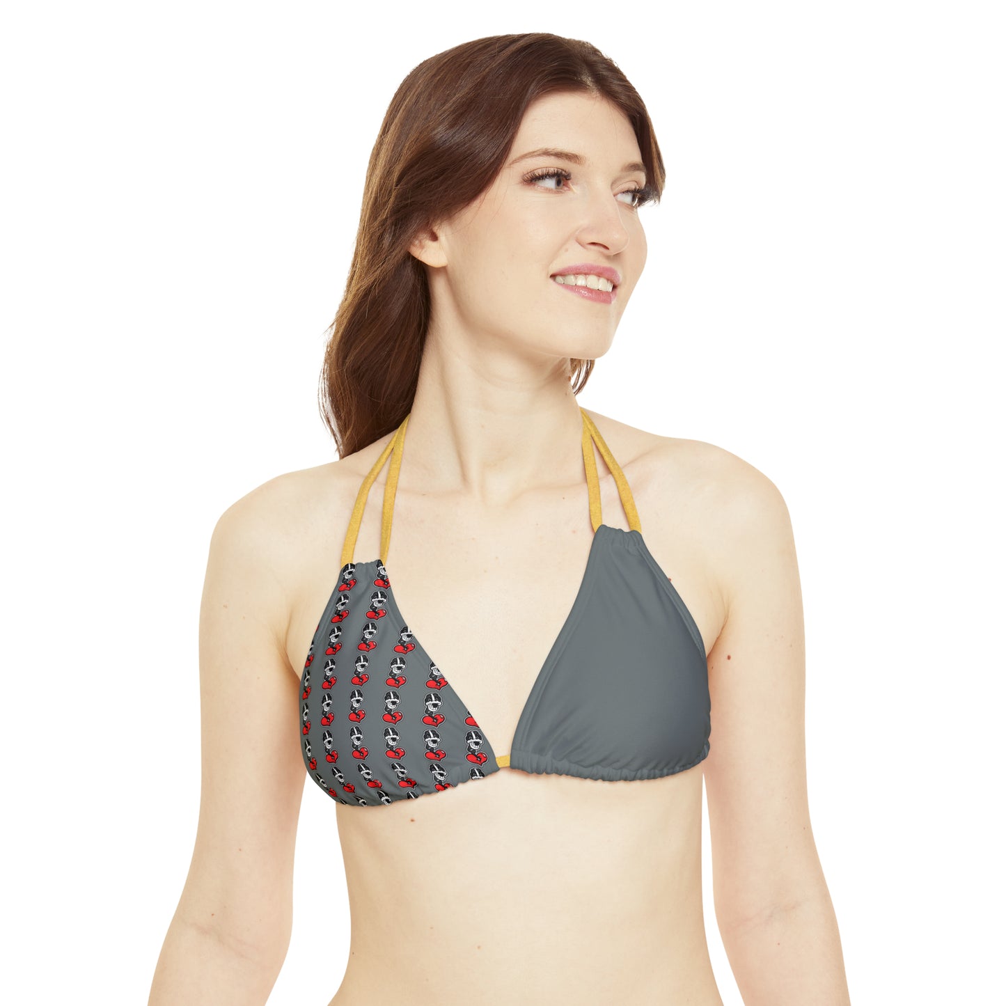 Goochie Grey Strappy Bikini Set (AOP)