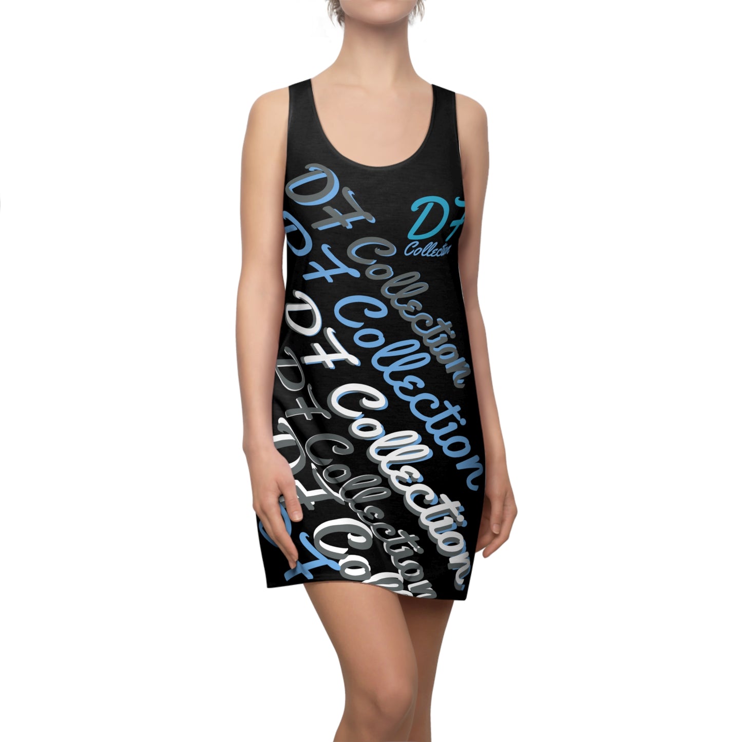 "DF COLLECTION" Black Women's Cut & Sew Racerback Dress