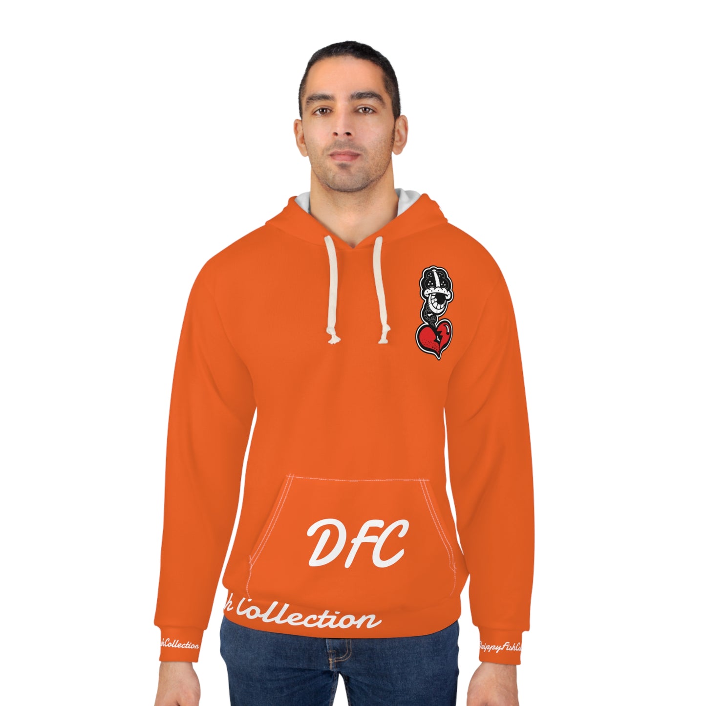 "Par 4" Orange Unisex Pullover Hoodie (AOP)
