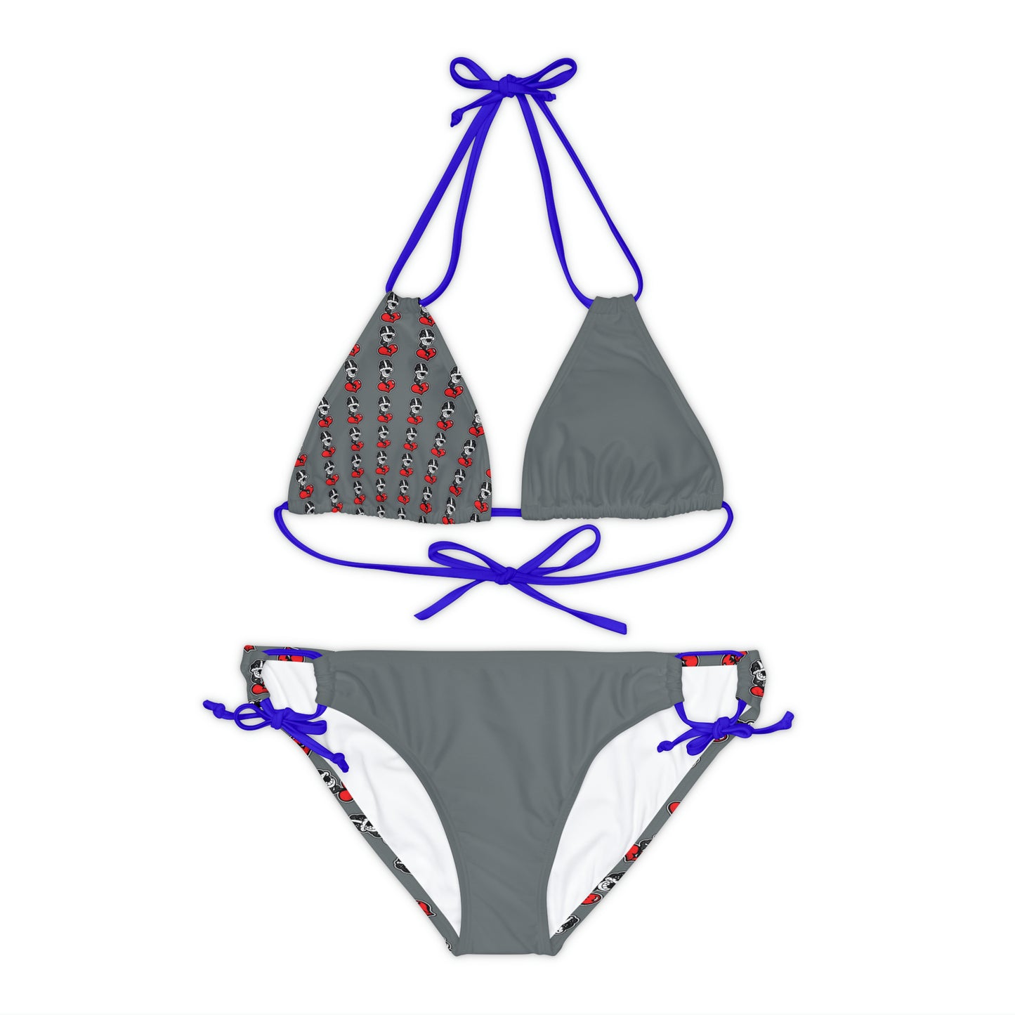 Goochie Grey Strappy Bikini Set (AOP)