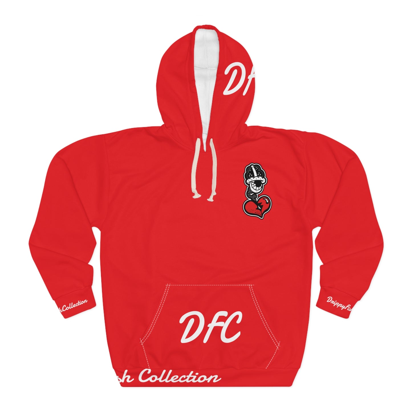 "Par 4" Red Unisex Pullover Hoodie (AOP)