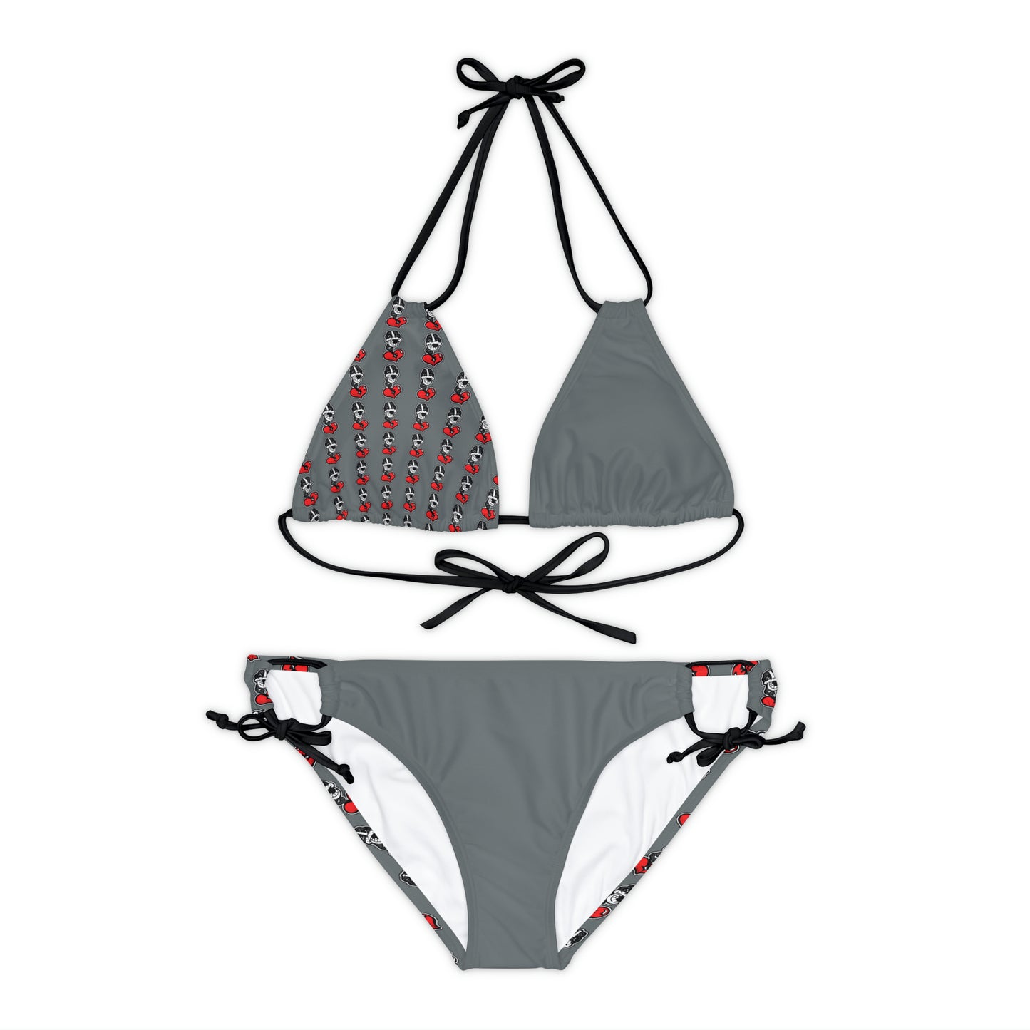 Goochie Grey Strappy Bikini Set (AOP)