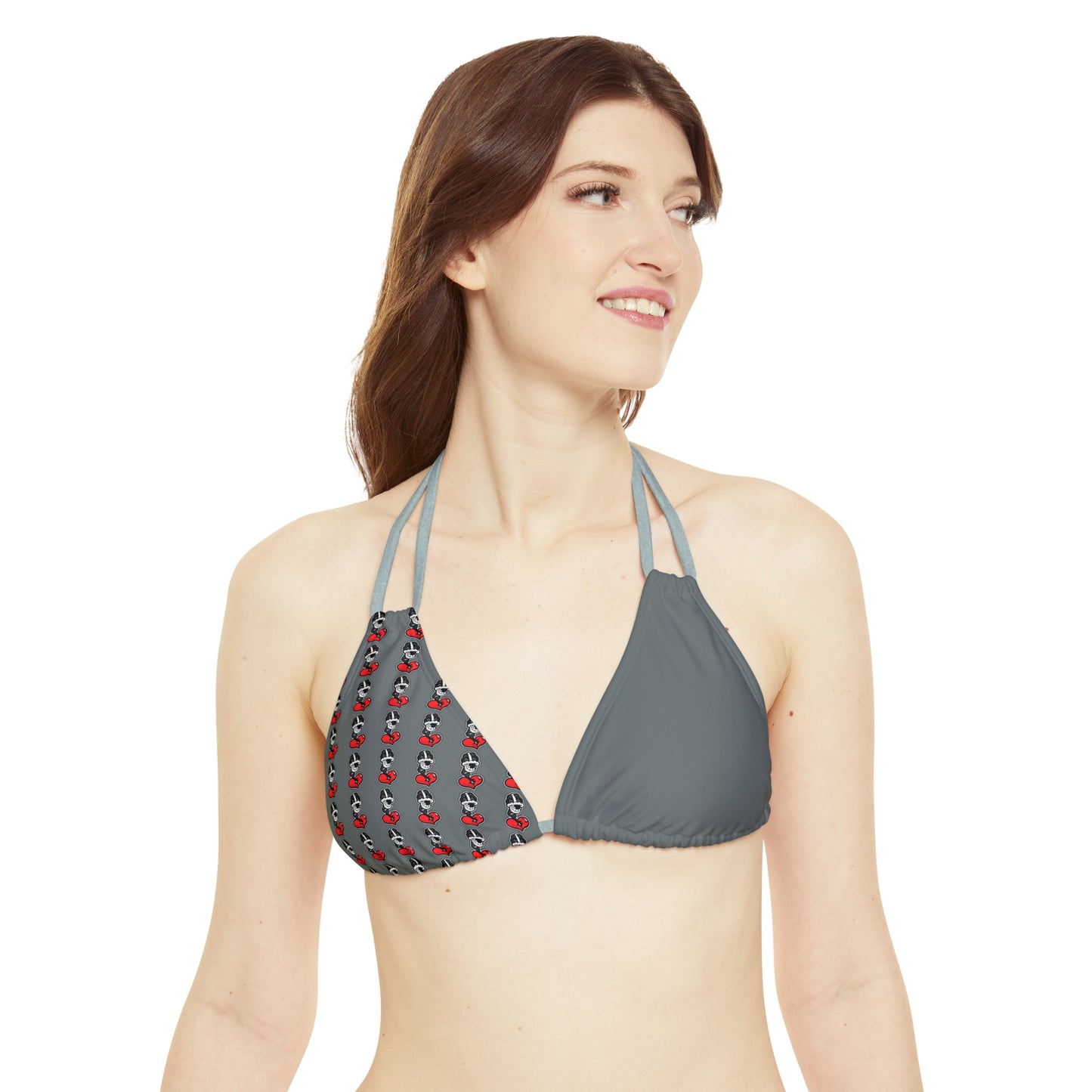 Goochie Grey Strappy Bikini Set (AOP)