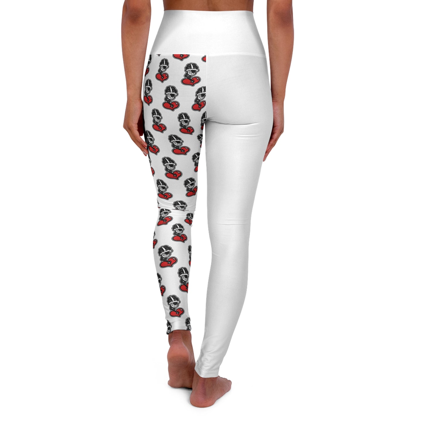 White High Waisted Yoga Leggings (AOP)