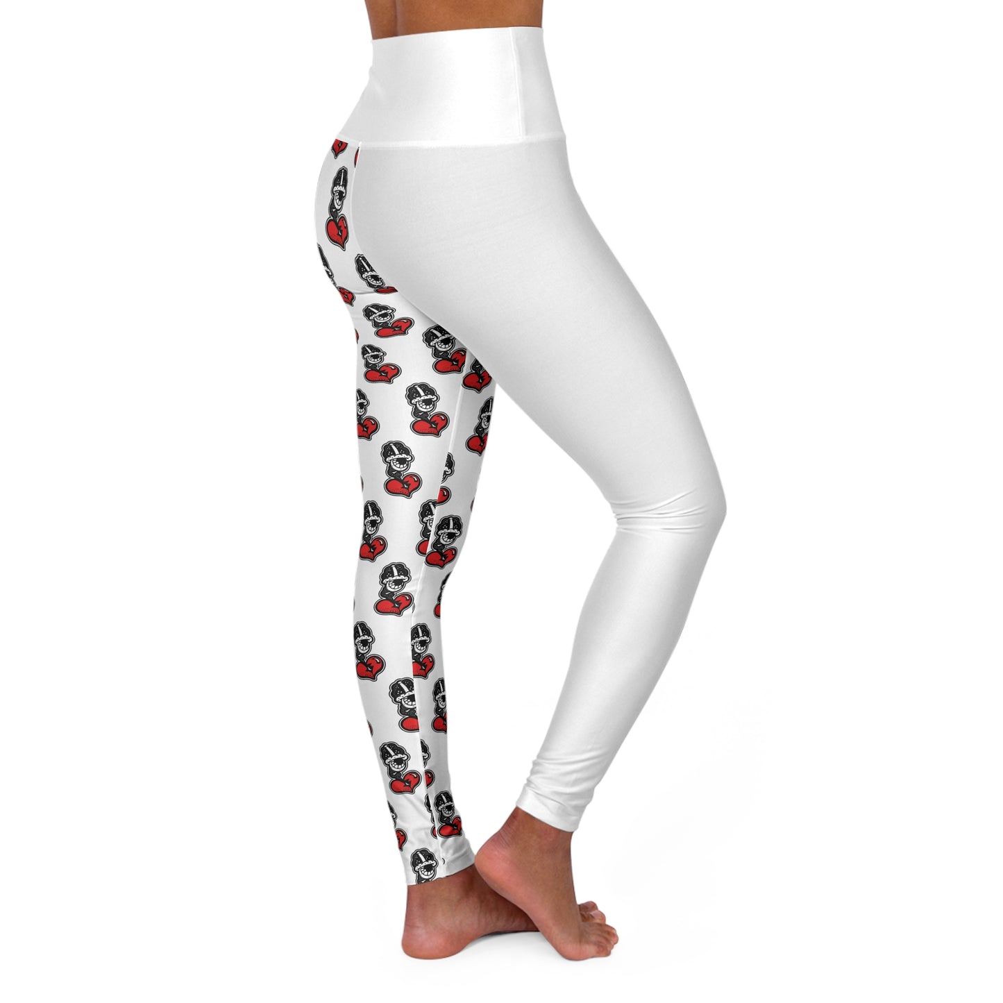 White High Waisted Yoga Leggings (AOP)