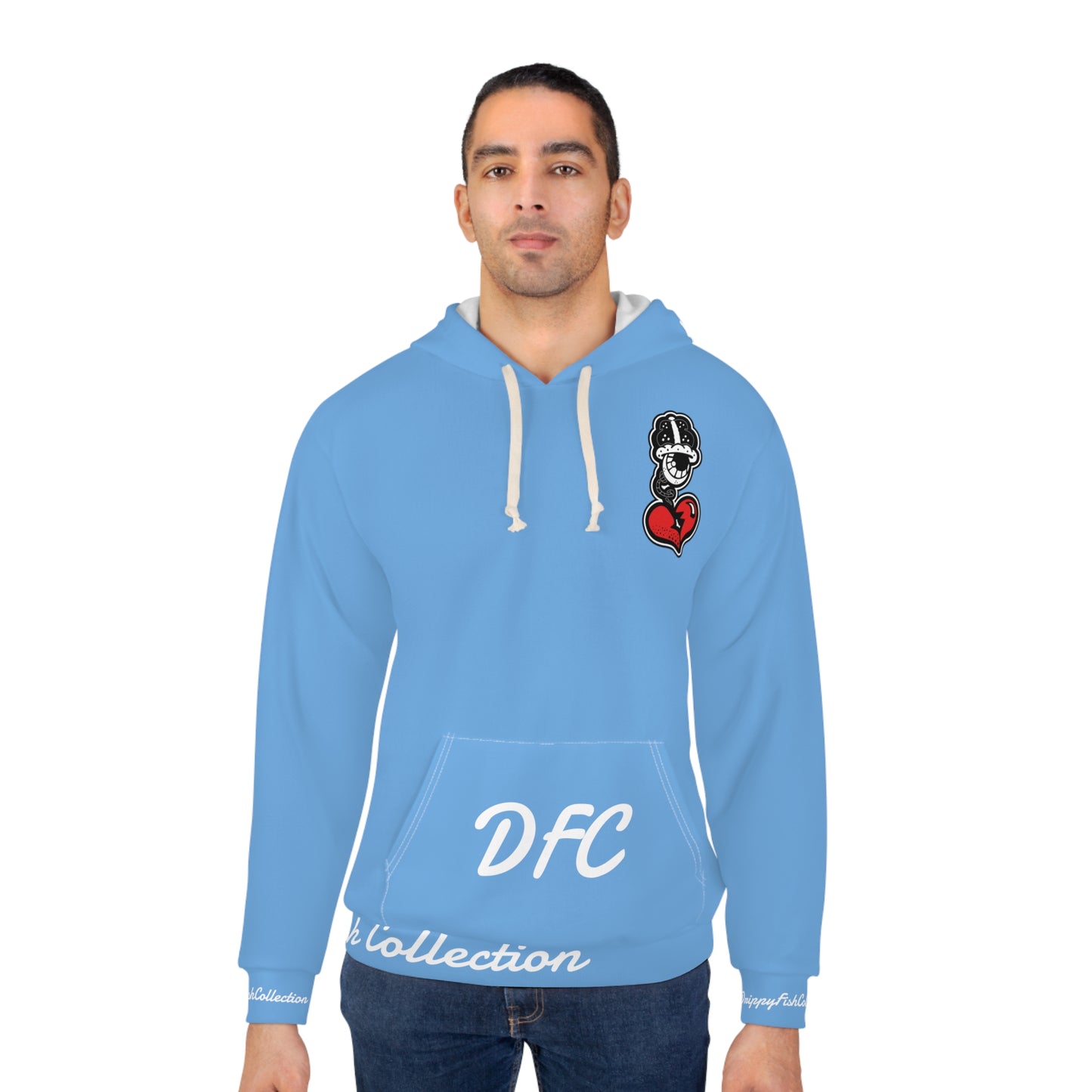 "Par 4" Light Blue Unisex Pullover Hoodie (AOP)