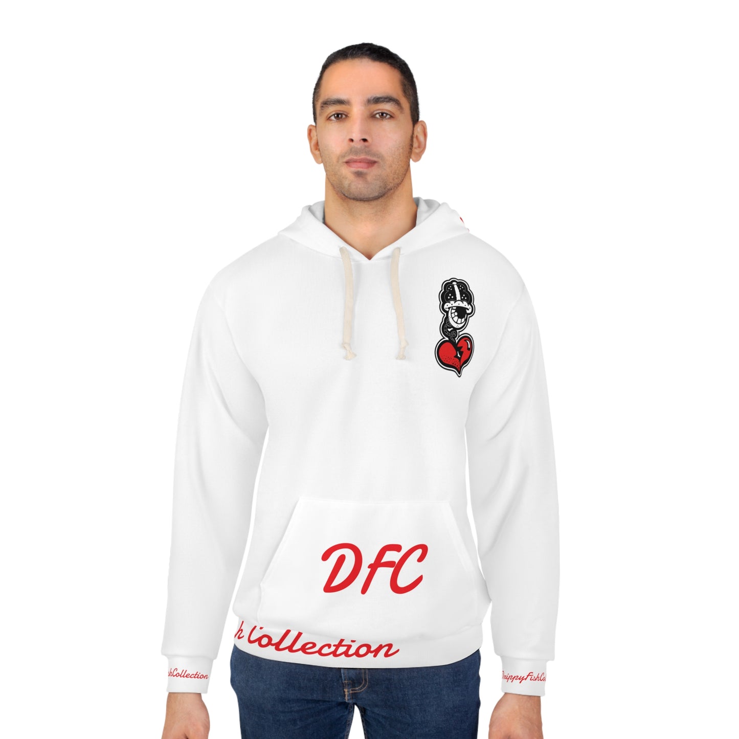 "Par 4" White Unisex Pullover Hoodie (AOP)