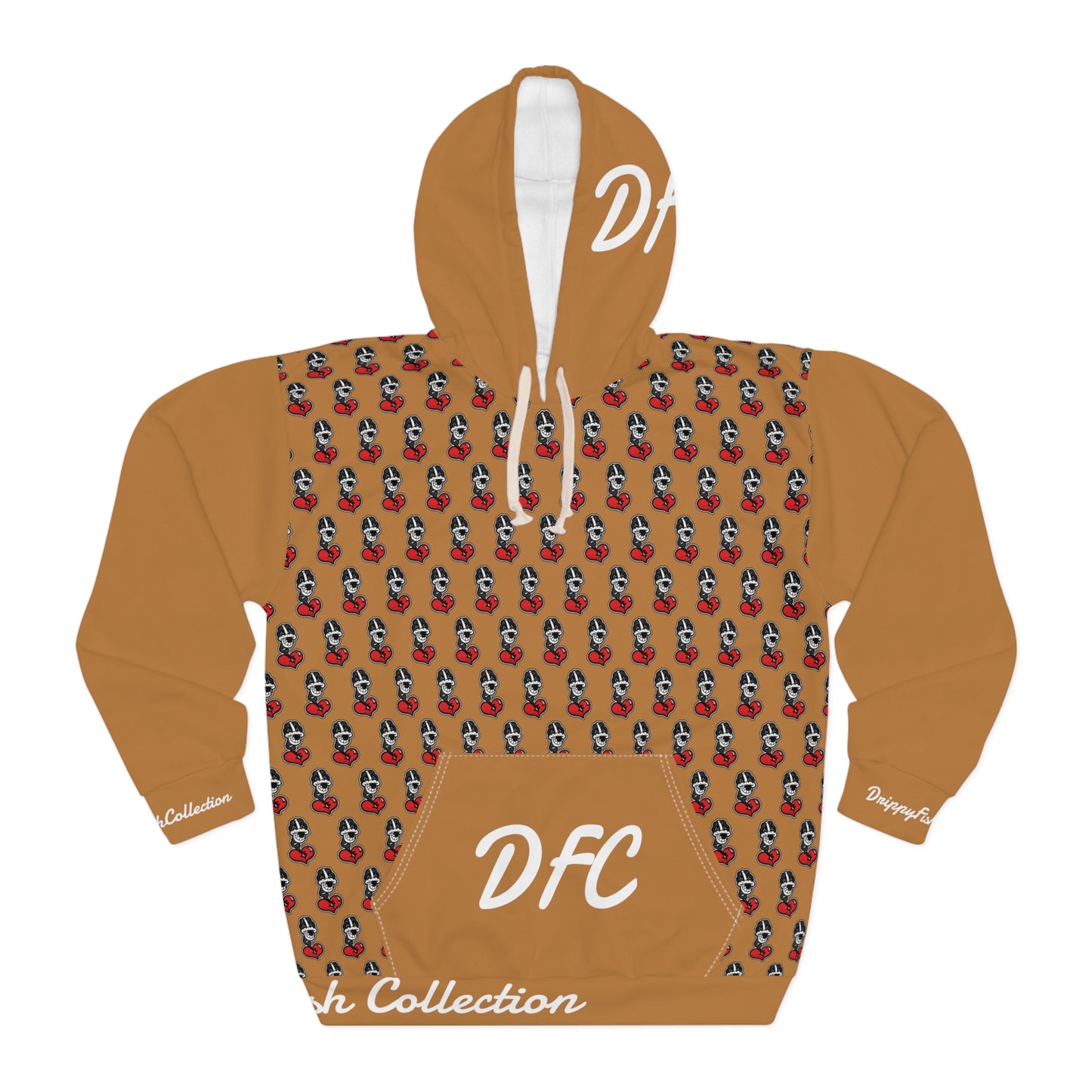 "Par 5" Tan Unisex Pullover Hoodie (AOP)