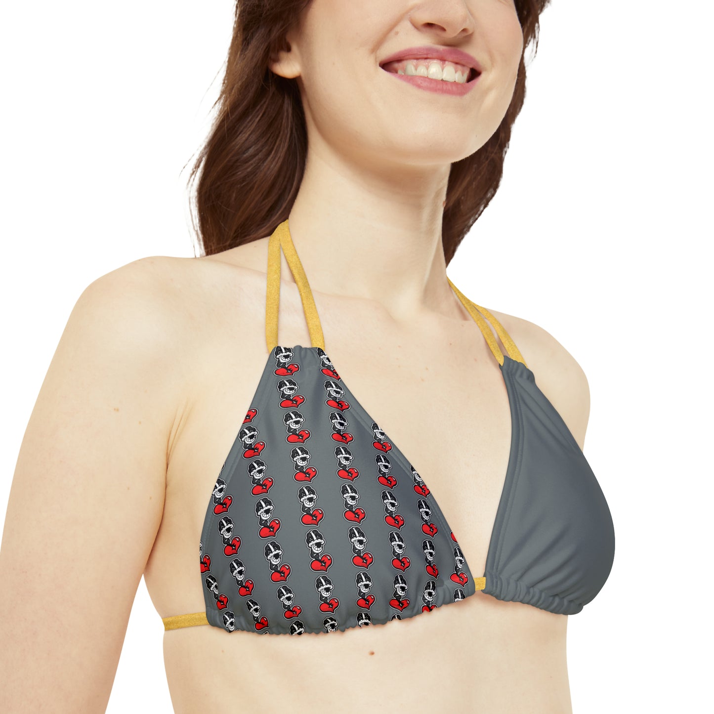 Goochie Grey Strappy Bikini Set (AOP)