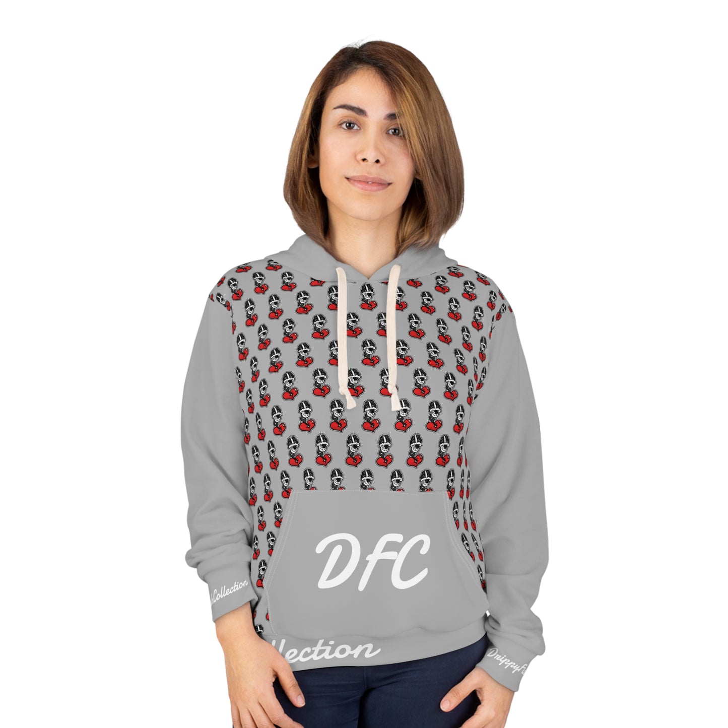 "Par 5" Light Grey Unisex Pullover Hoodie (AOP)