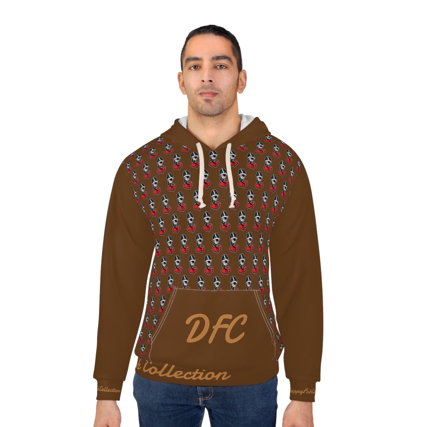 "Par 5" Brown Unisex Pullover Hoodie (AOP)
