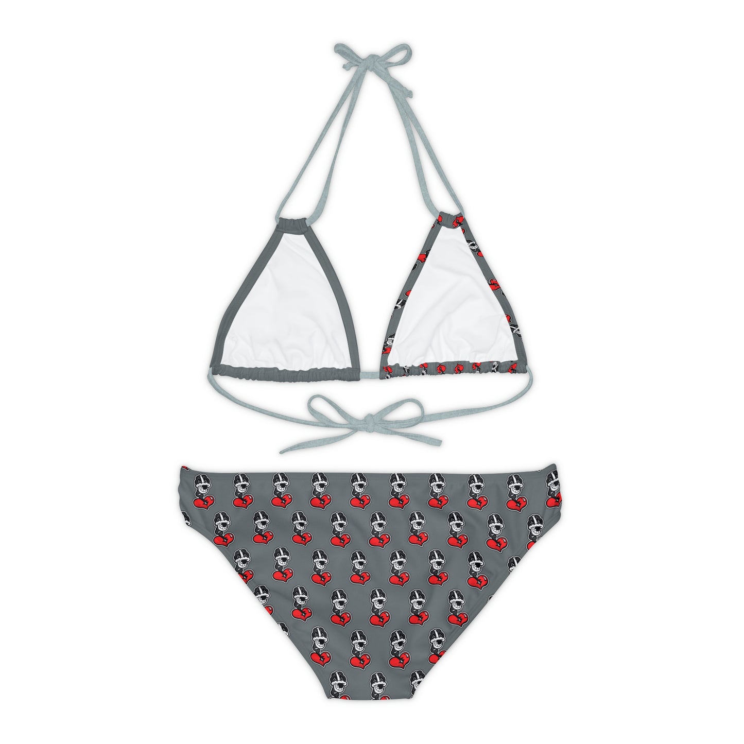 Goochie Grey Strappy Bikini Set (AOP)