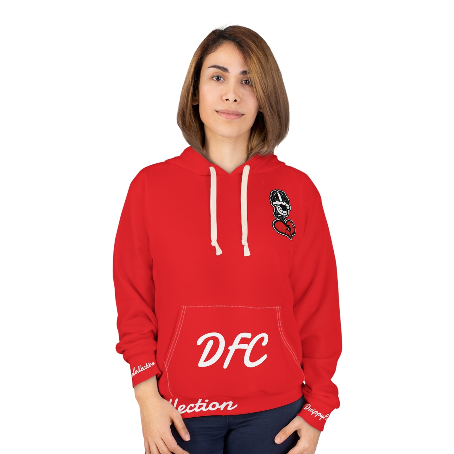"Par 4" Red Unisex Pullover Hoodie (AOP)