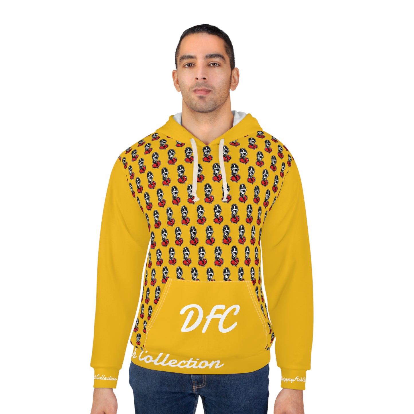 "Par 5" Yellow Unisex Pullover Hoodie (AOP)