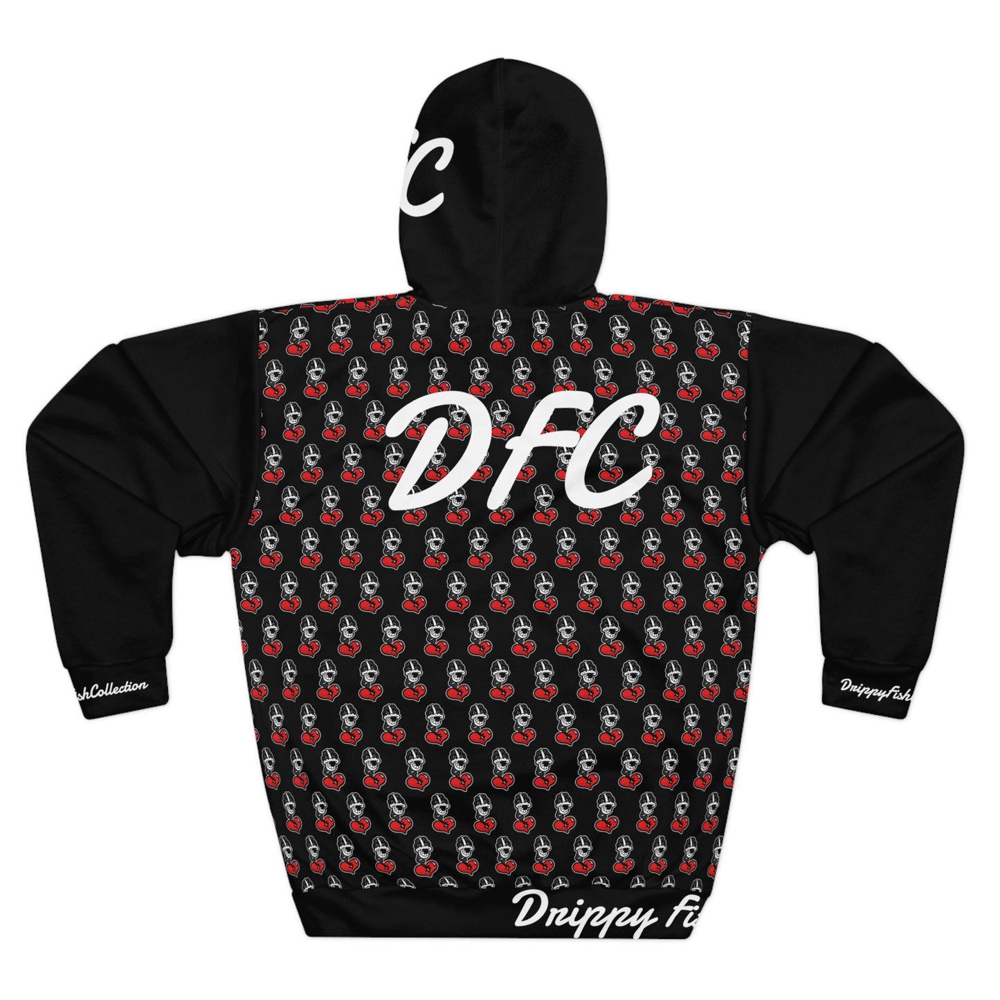 "Par 5" Black Unisex Pullover Hoodie (AOP)