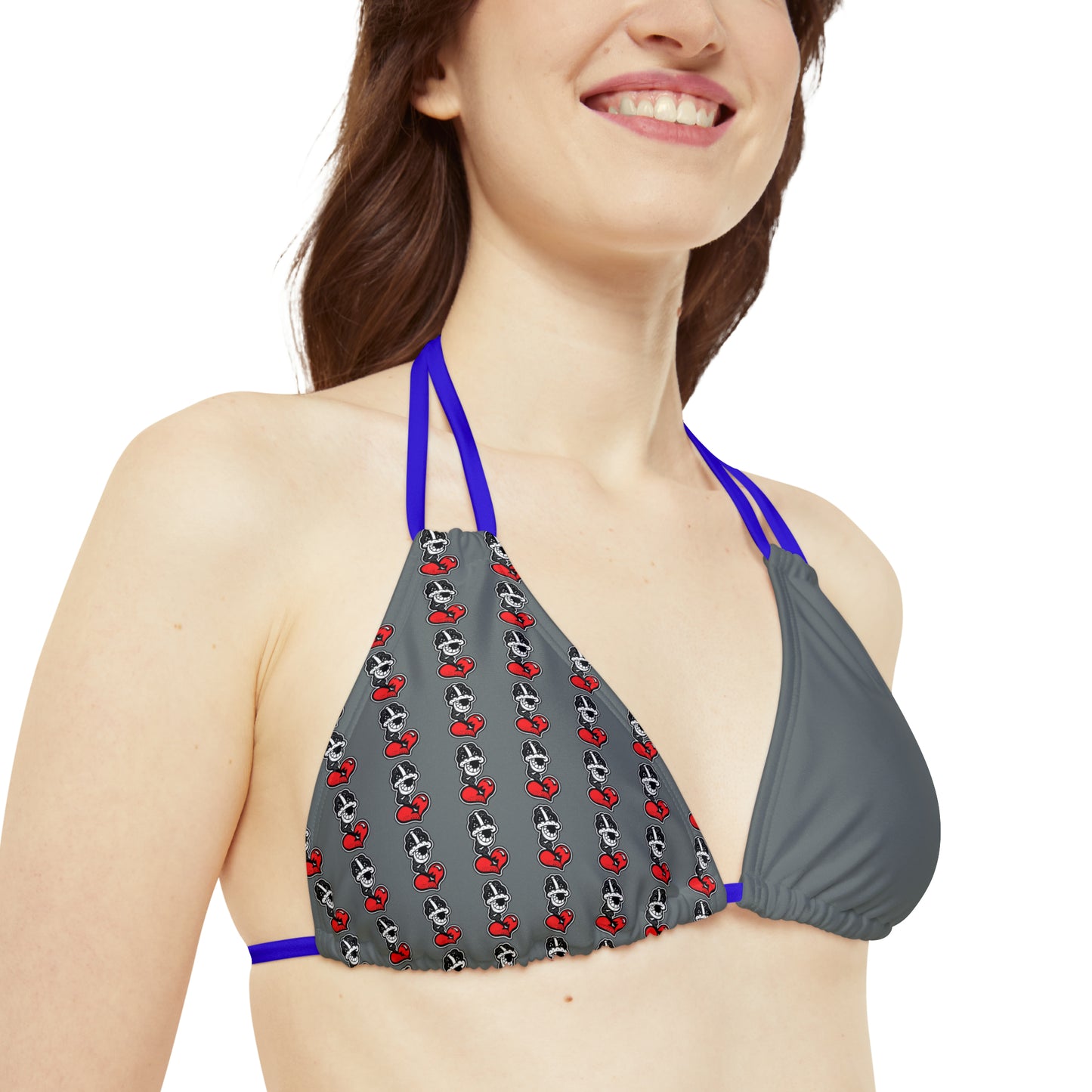 Goochie Grey Strappy Bikini Set (AOP)