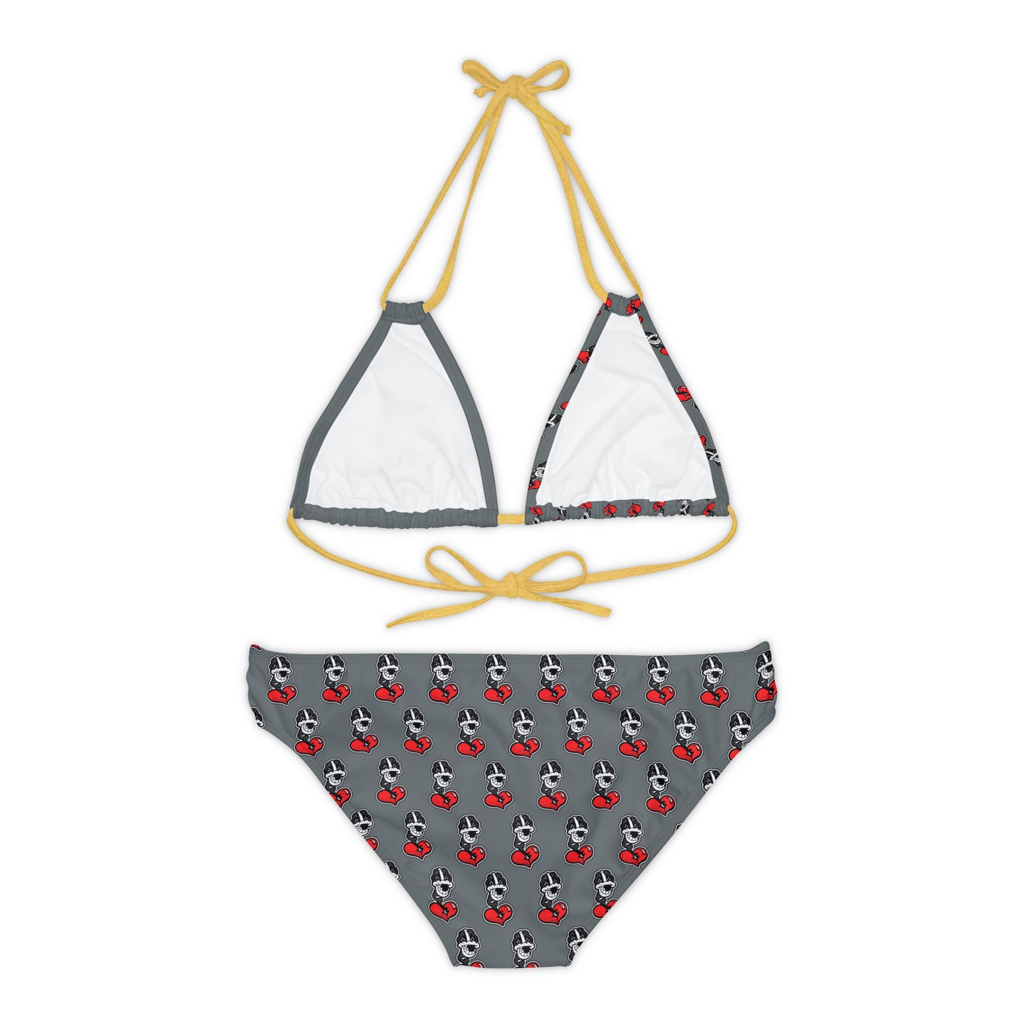 Goochie Grey Strappy Bikini Set (AOP)