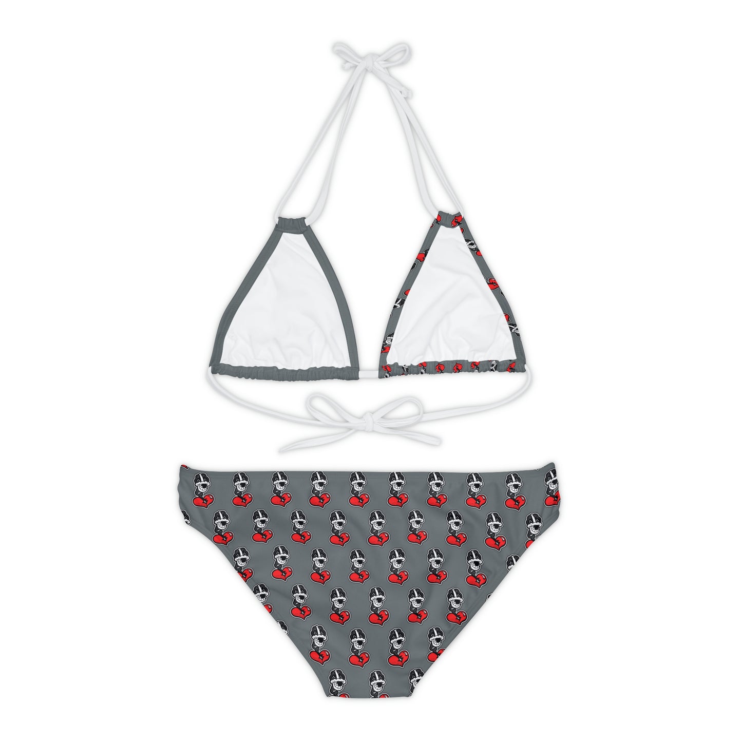 Goochie Grey Strappy Bikini Set (AOP)