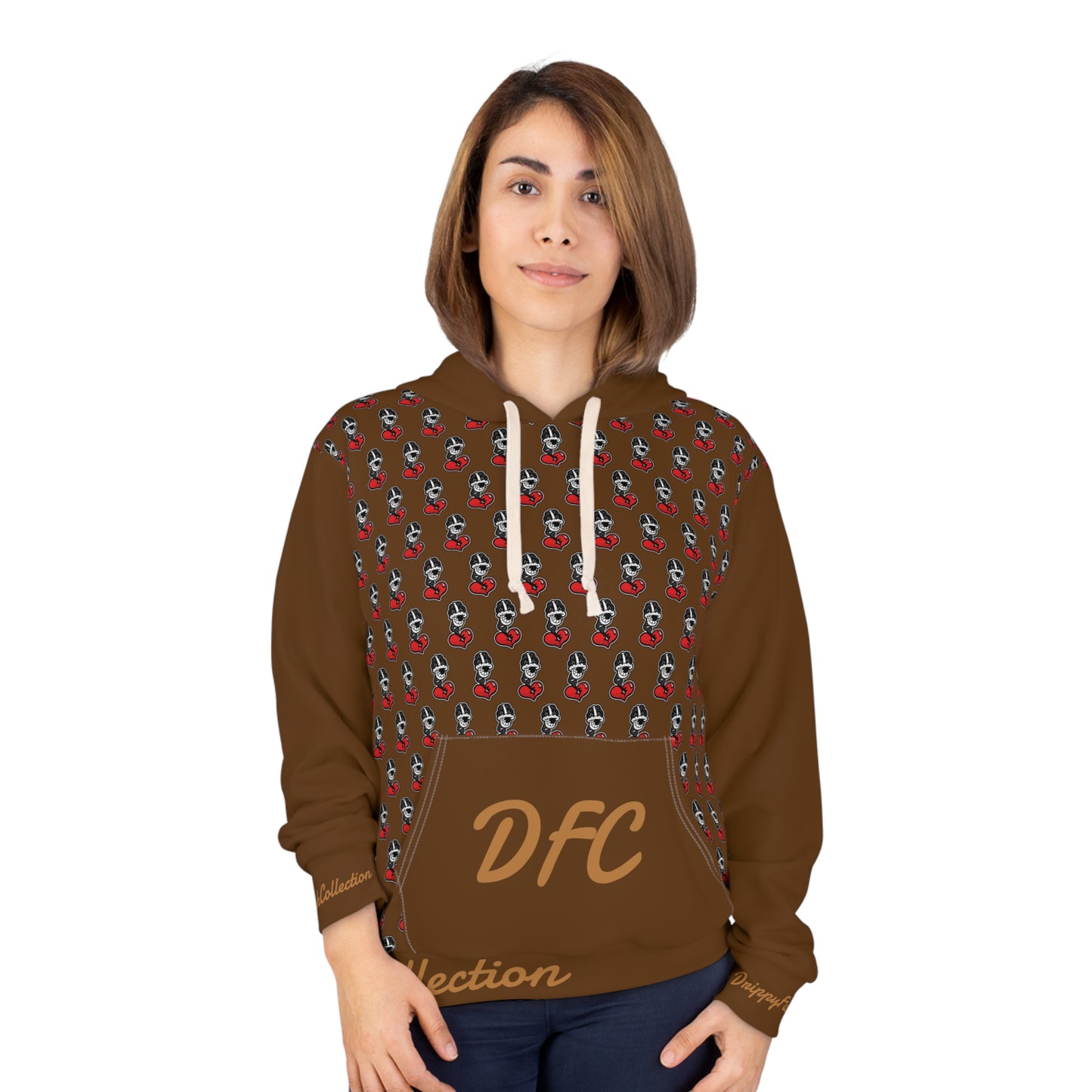 "Par 5" Brown Unisex Pullover Hoodie (AOP)