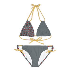 Goochie Grey Strappy Bikini Set (AOP)