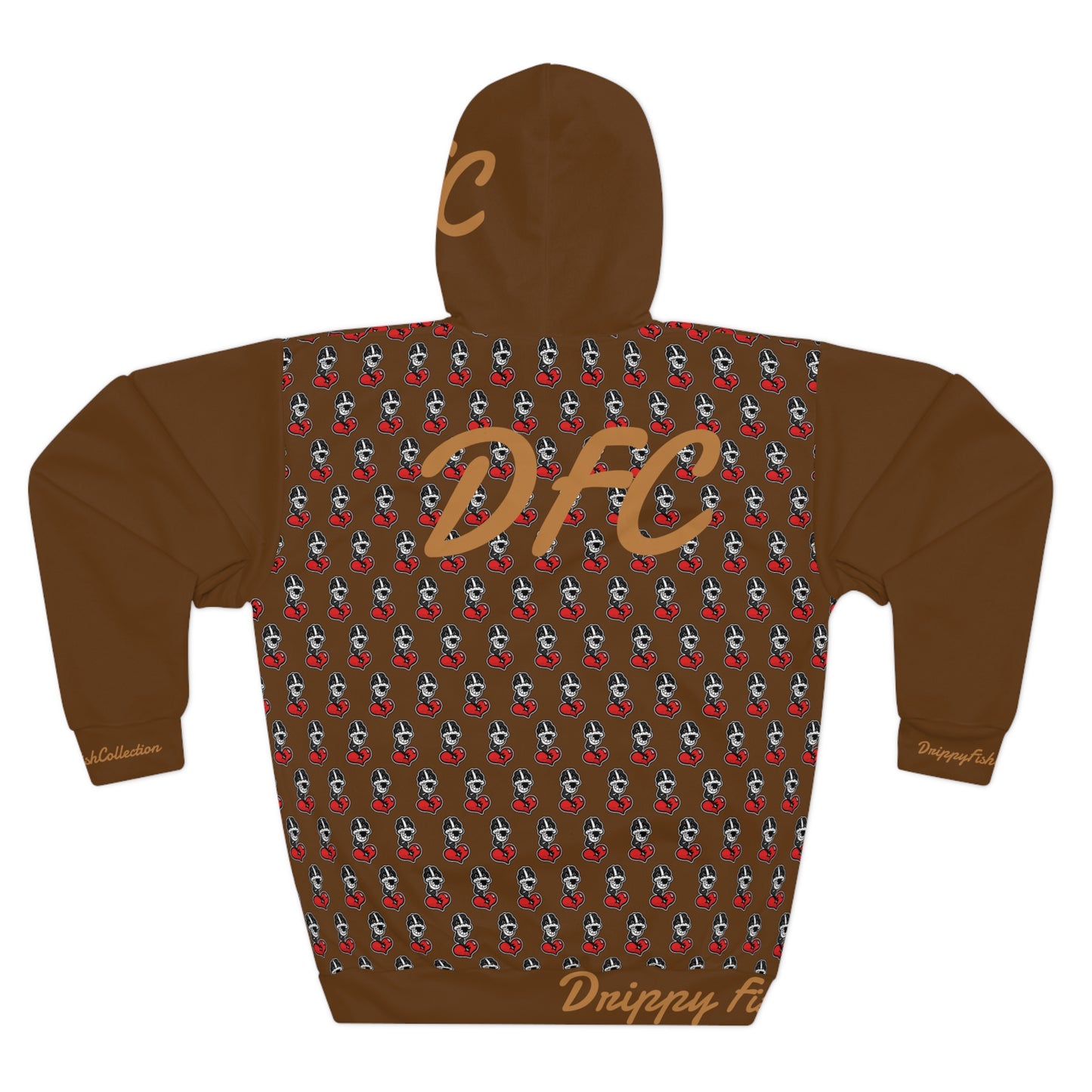 "Par 5" Brown Unisex Pullover Hoodie (AOP)