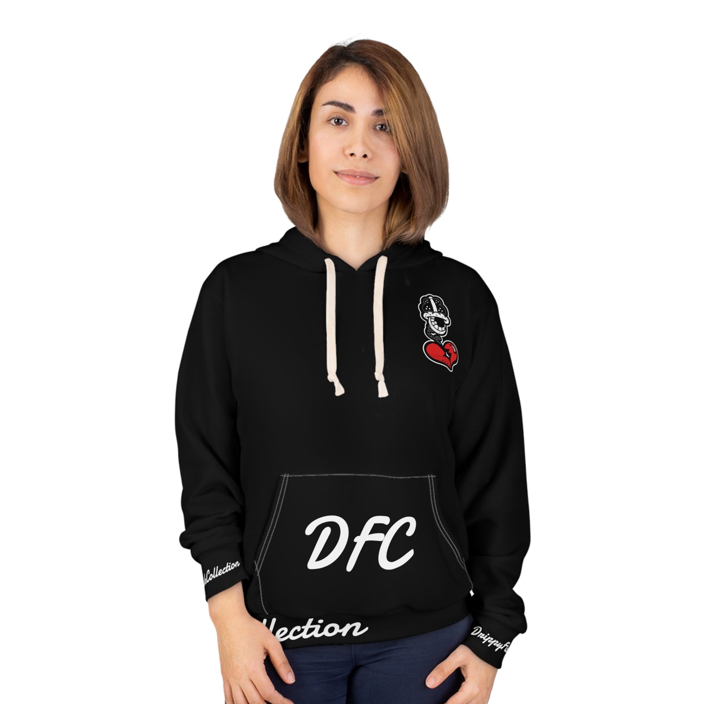 "Par 4" Black Unisex Pullover Hoodie (AOP)