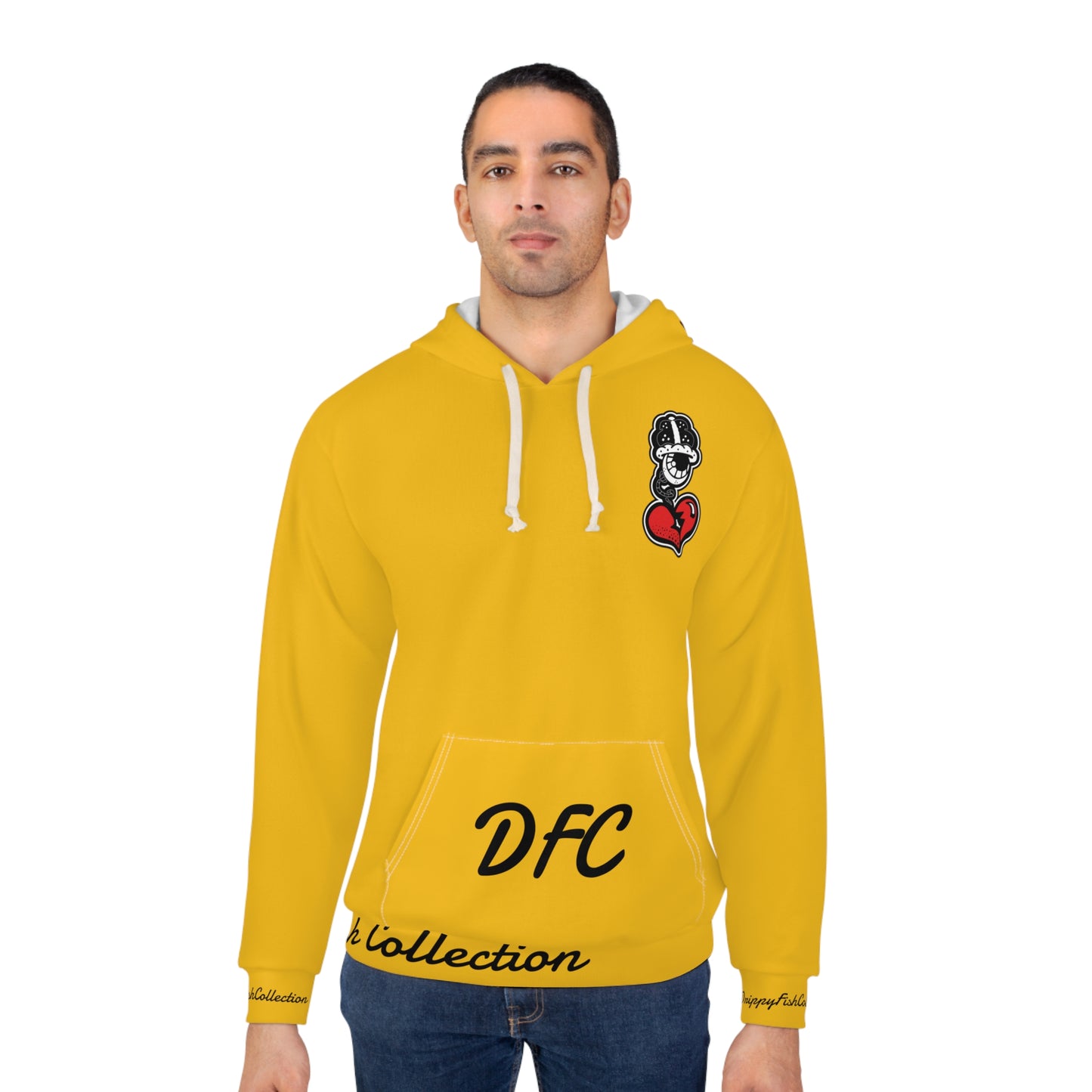 "Par 4" Yellow Unisex Pullover Hoodie (AOP)