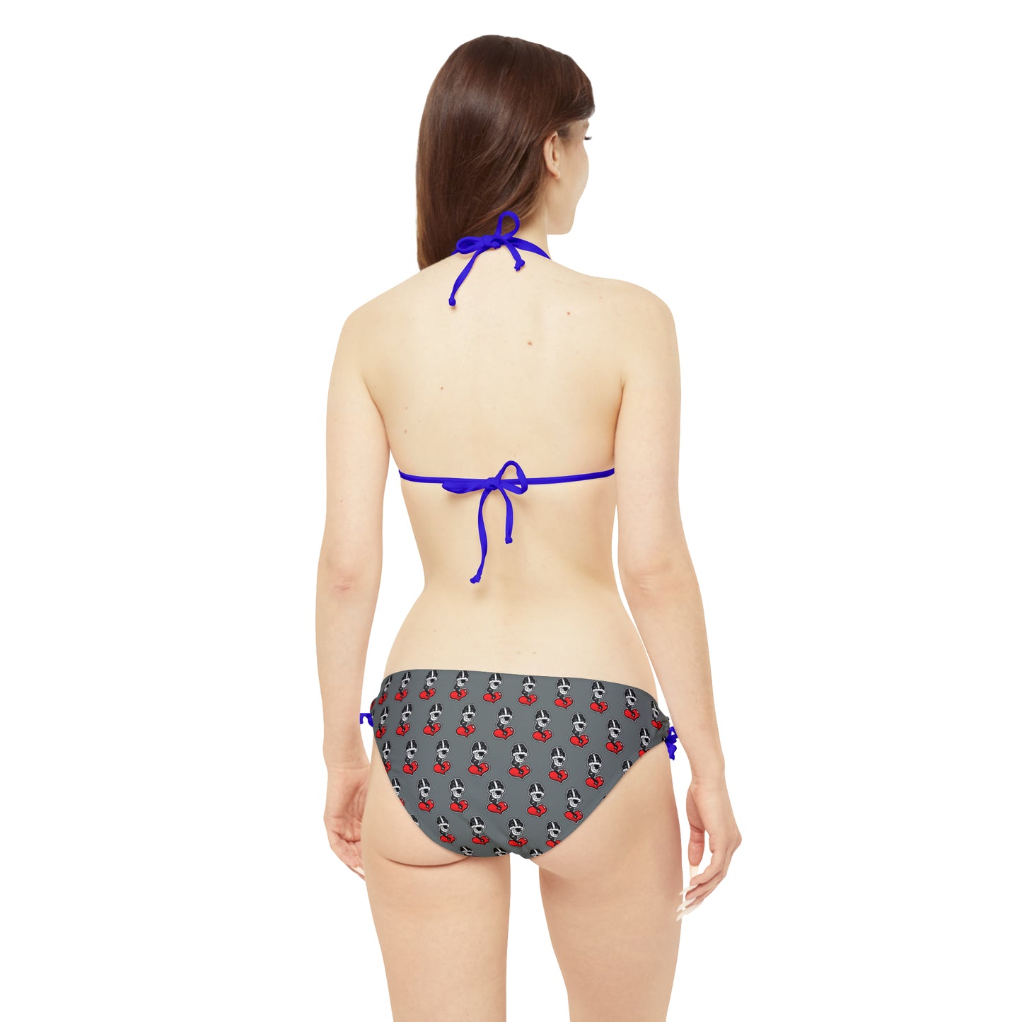Goochie Grey Strappy Bikini Set (AOP)