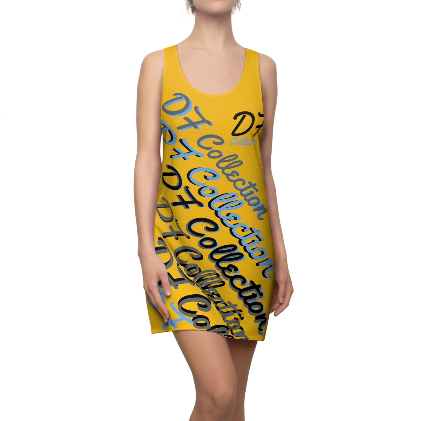 "DF COLLECTION" Yellow Women's Cut & Sew Racerback Dress