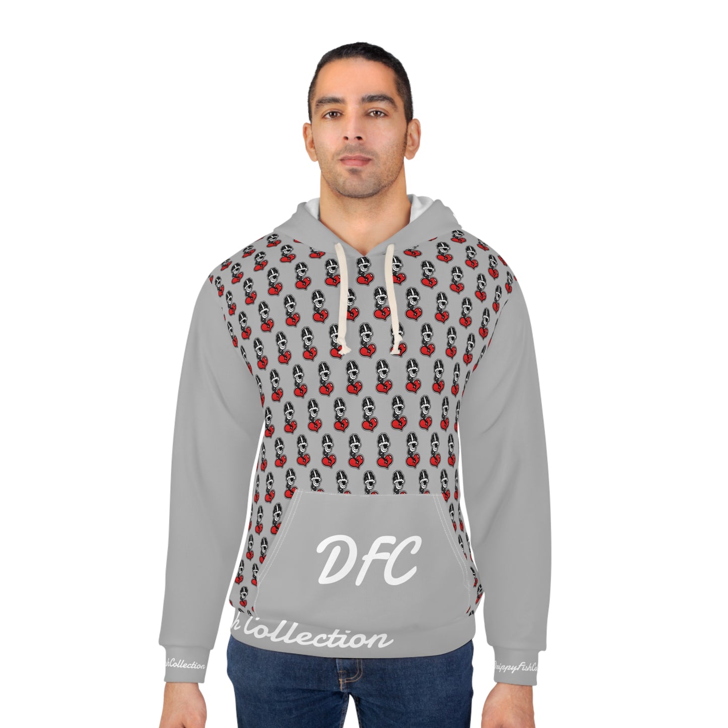 "Par 5" Light Grey Unisex Pullover Hoodie (AOP)