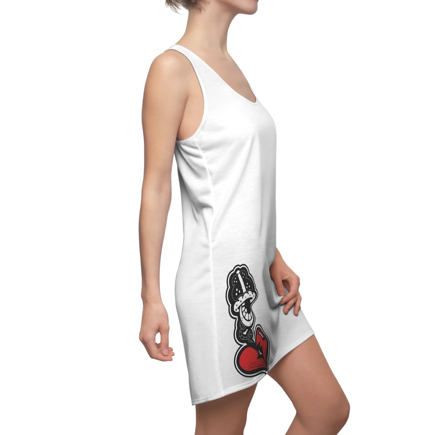 "DRIZZLE” WHITE Women's Cut & Sew Racerback Dress