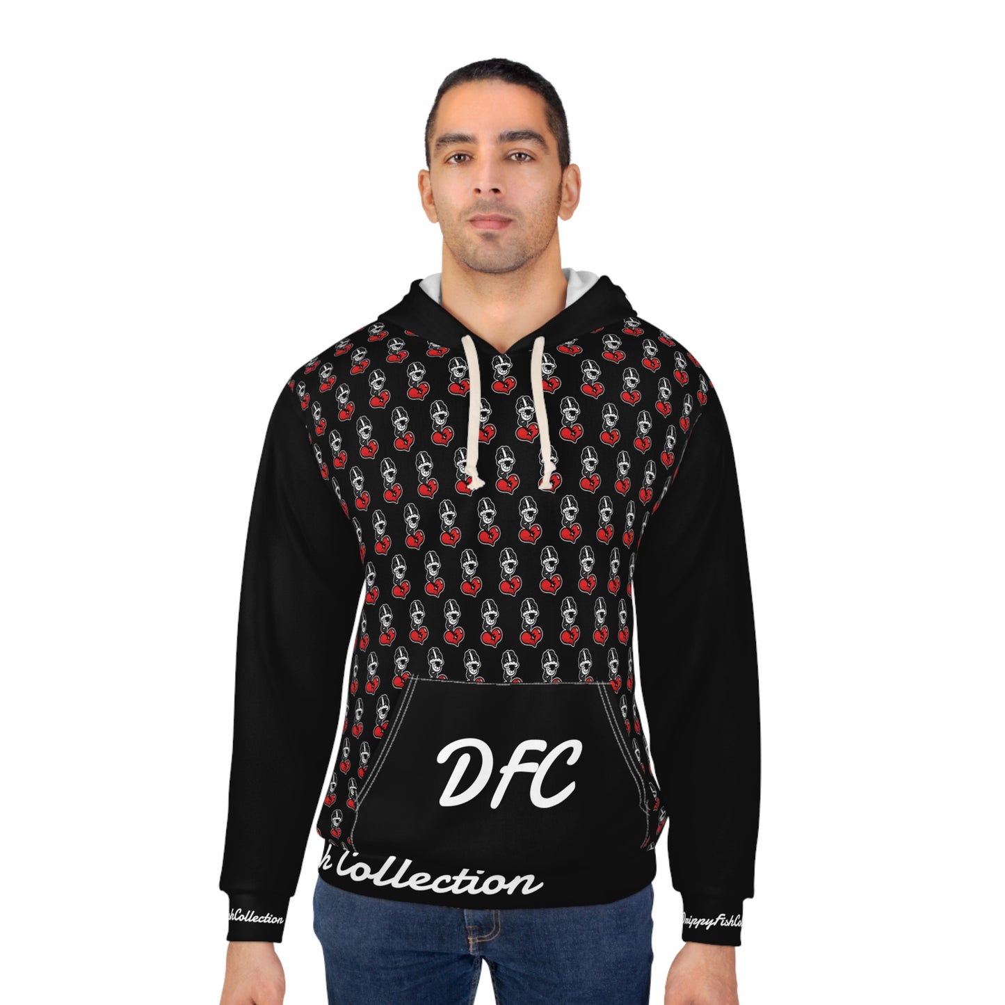 "Par 5" Black Unisex Pullover Hoodie (AOP)