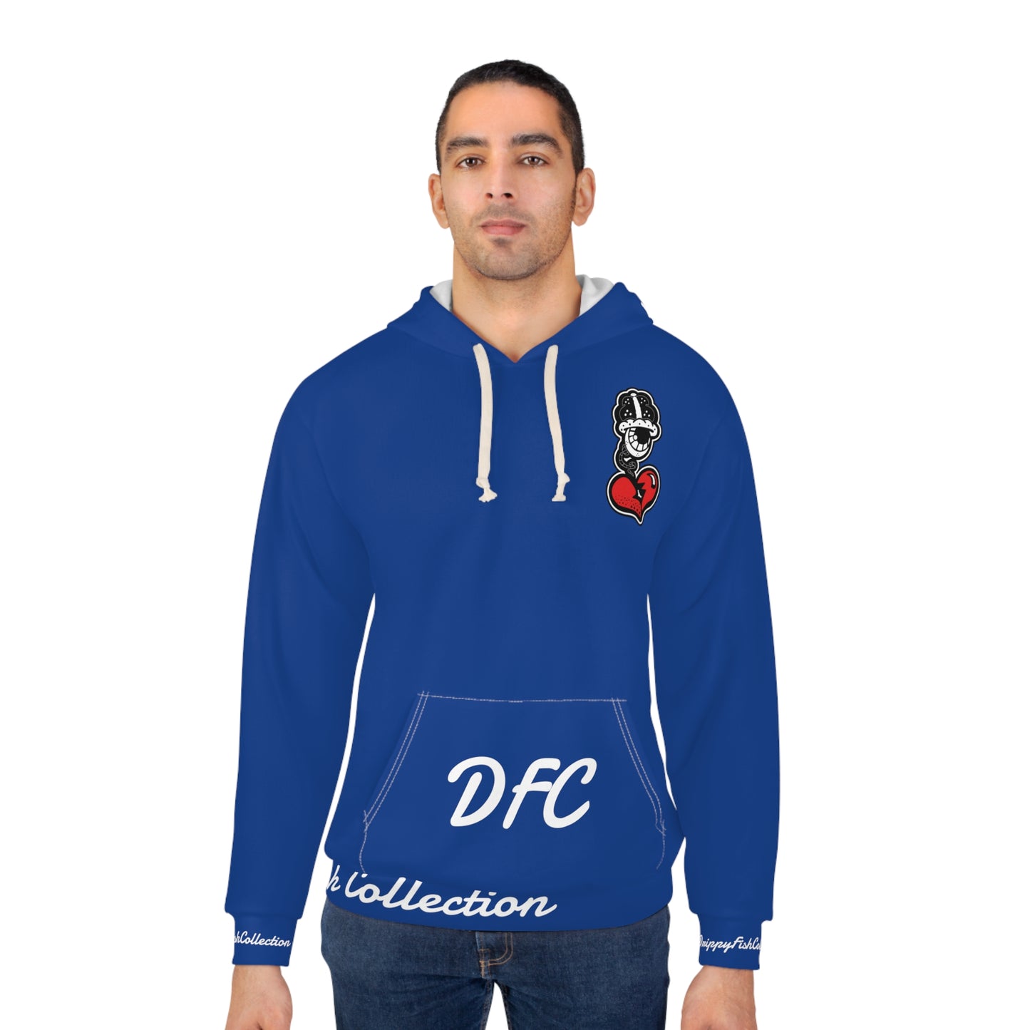 "Par 4" Blue Unisex Pullover Hoodie (AOP)