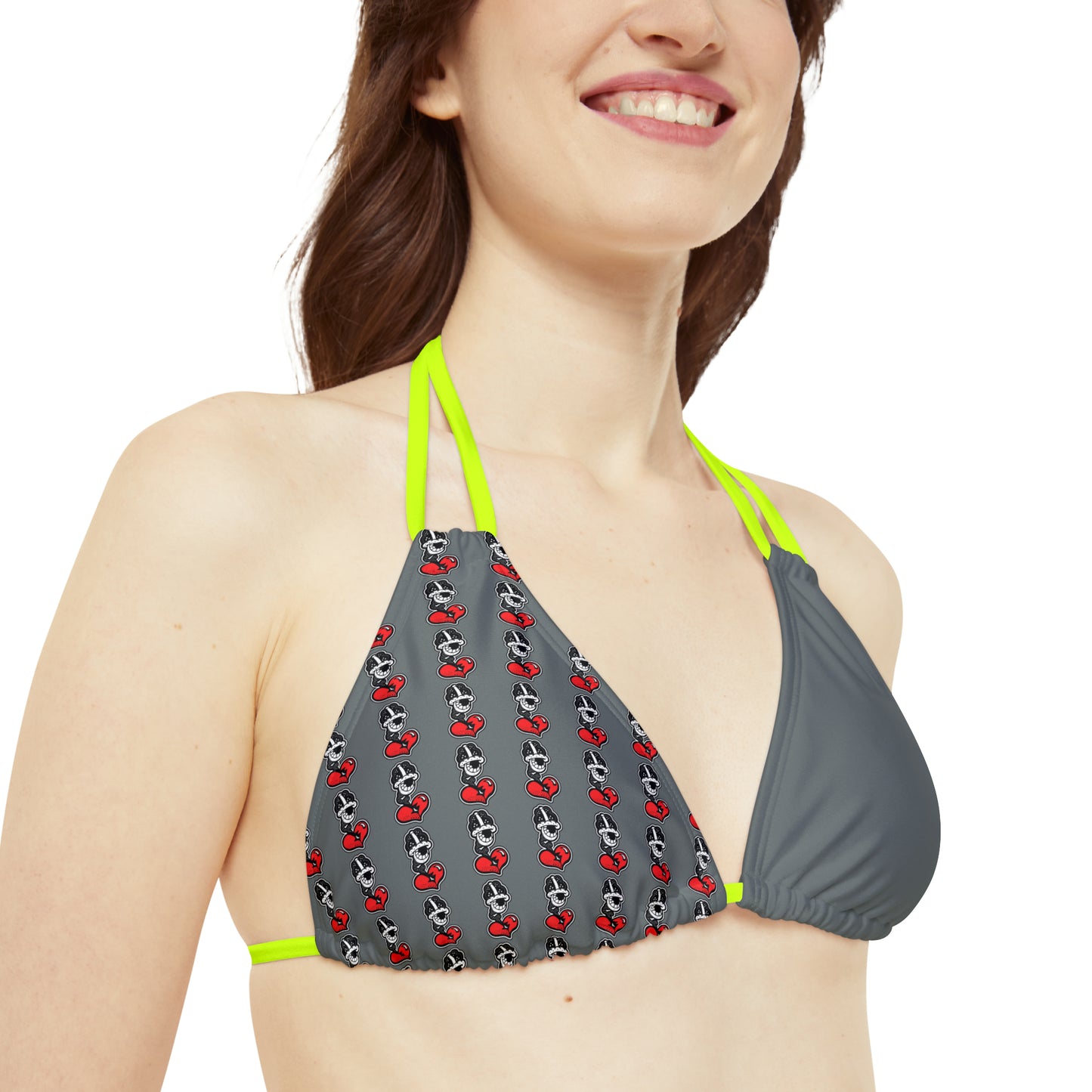 Goochie Grey Strappy Bikini Set (AOP)
