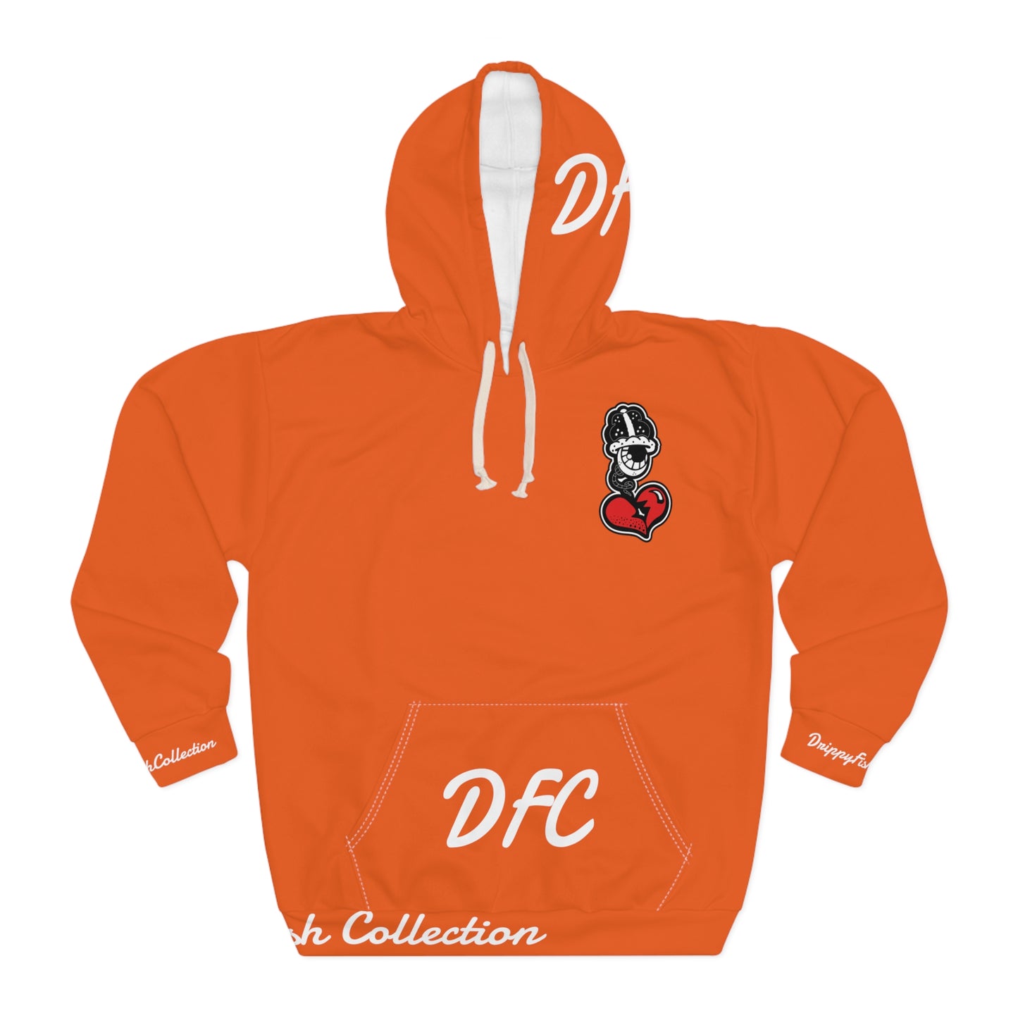 "Par 4" Orange Unisex Pullover Hoodie (AOP)