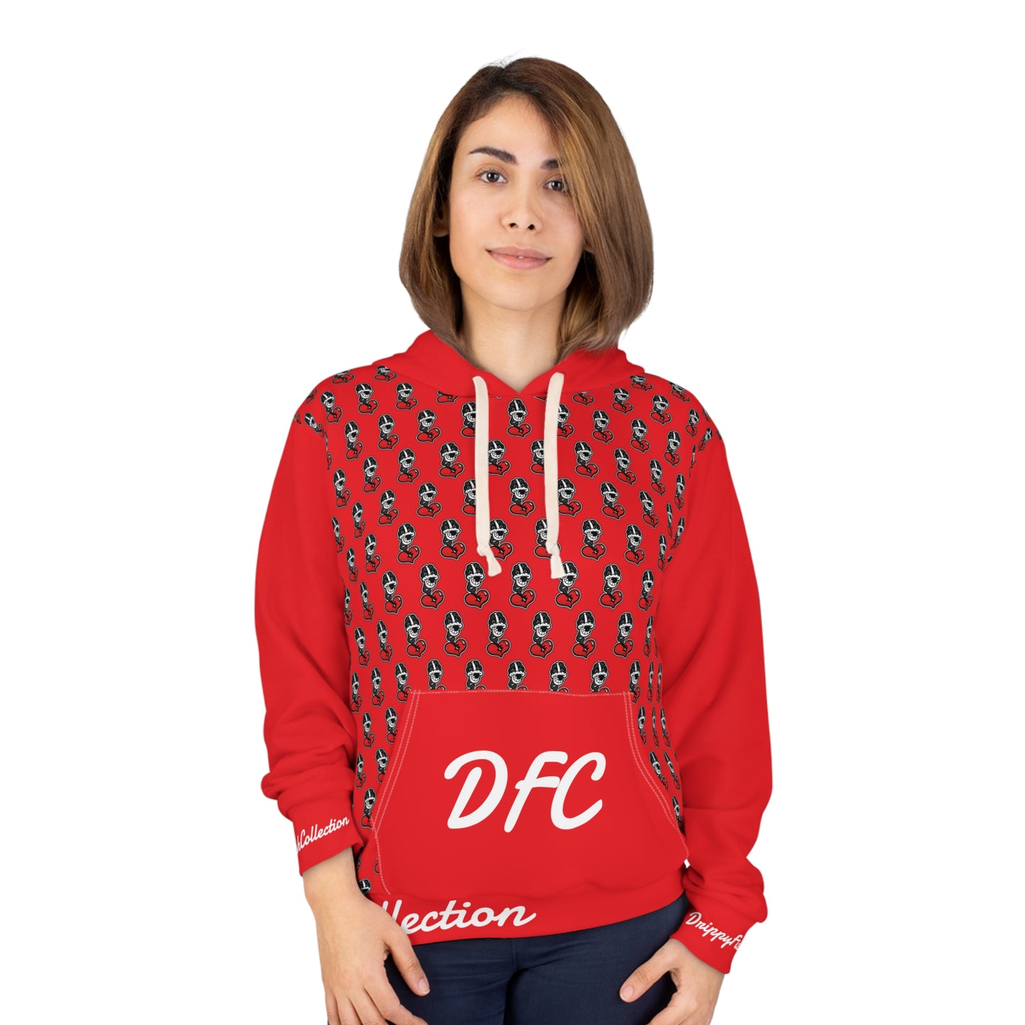 "Par 5" Red Unisex Pullover Hoodie (AOP)