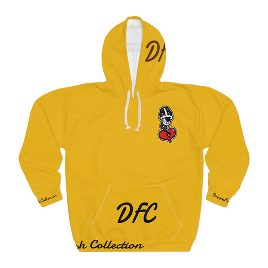 "Par 4" Yellow Unisex Pullover Hoodie (AOP)