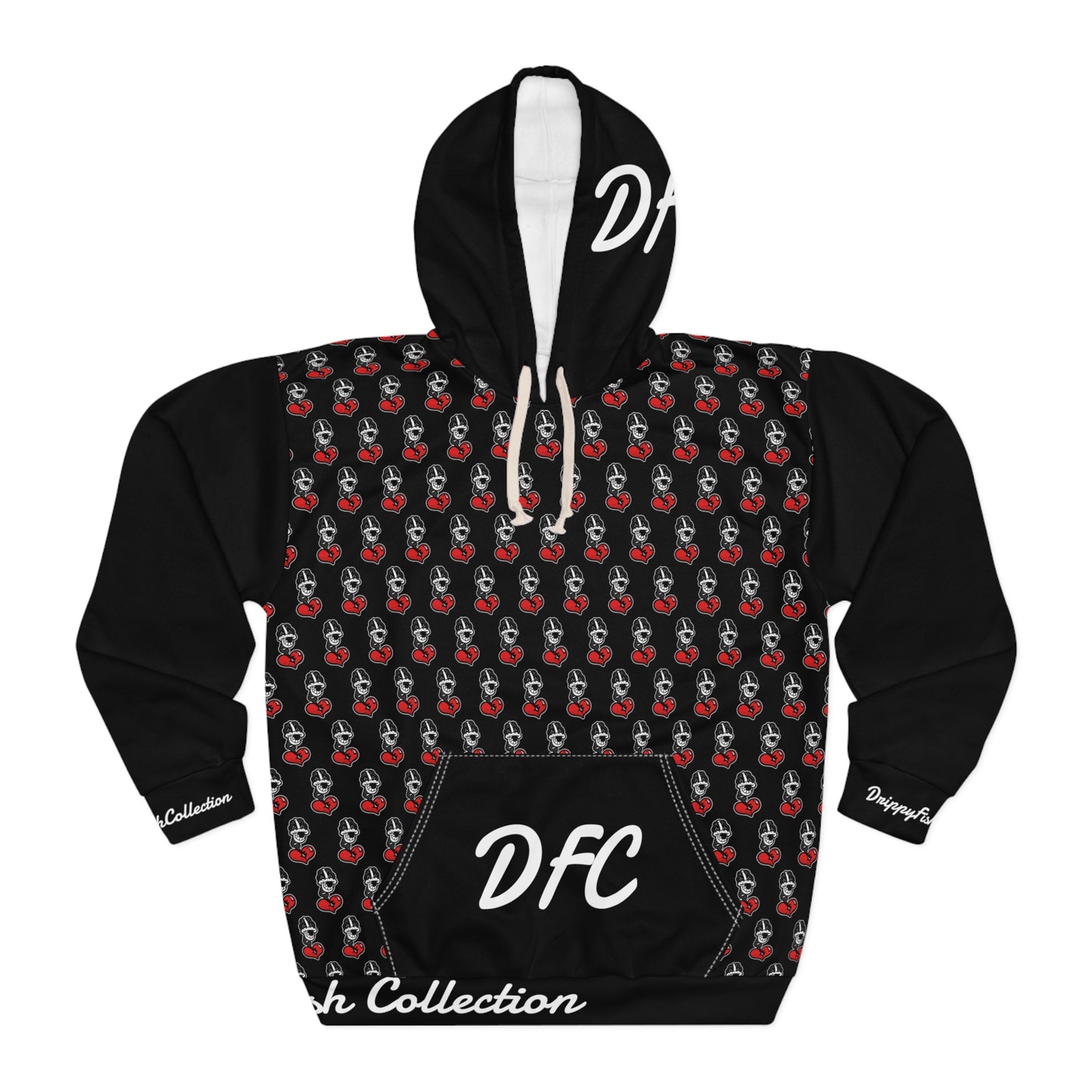 "Par 5" Black Unisex Pullover Hoodie (AOP)