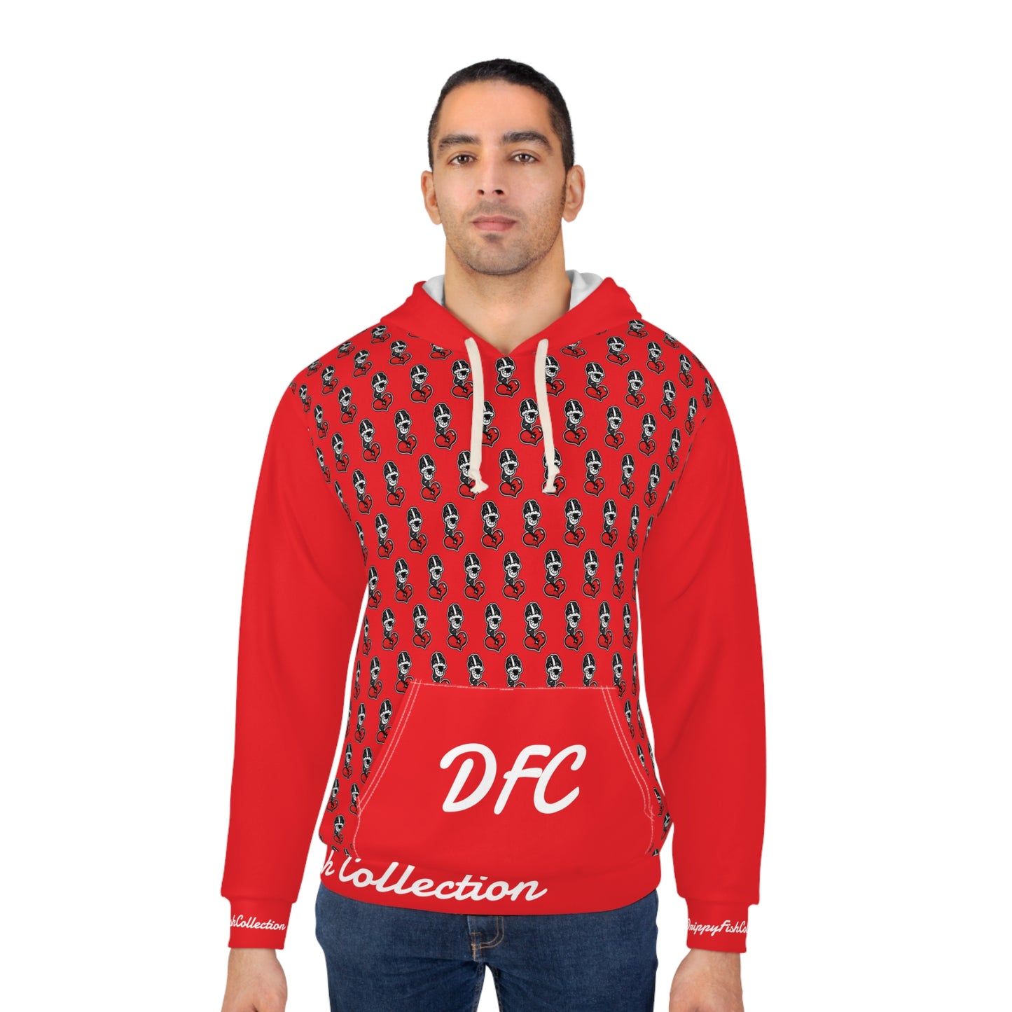 "Par 5" Red Unisex Pullover Hoodie (AOP)