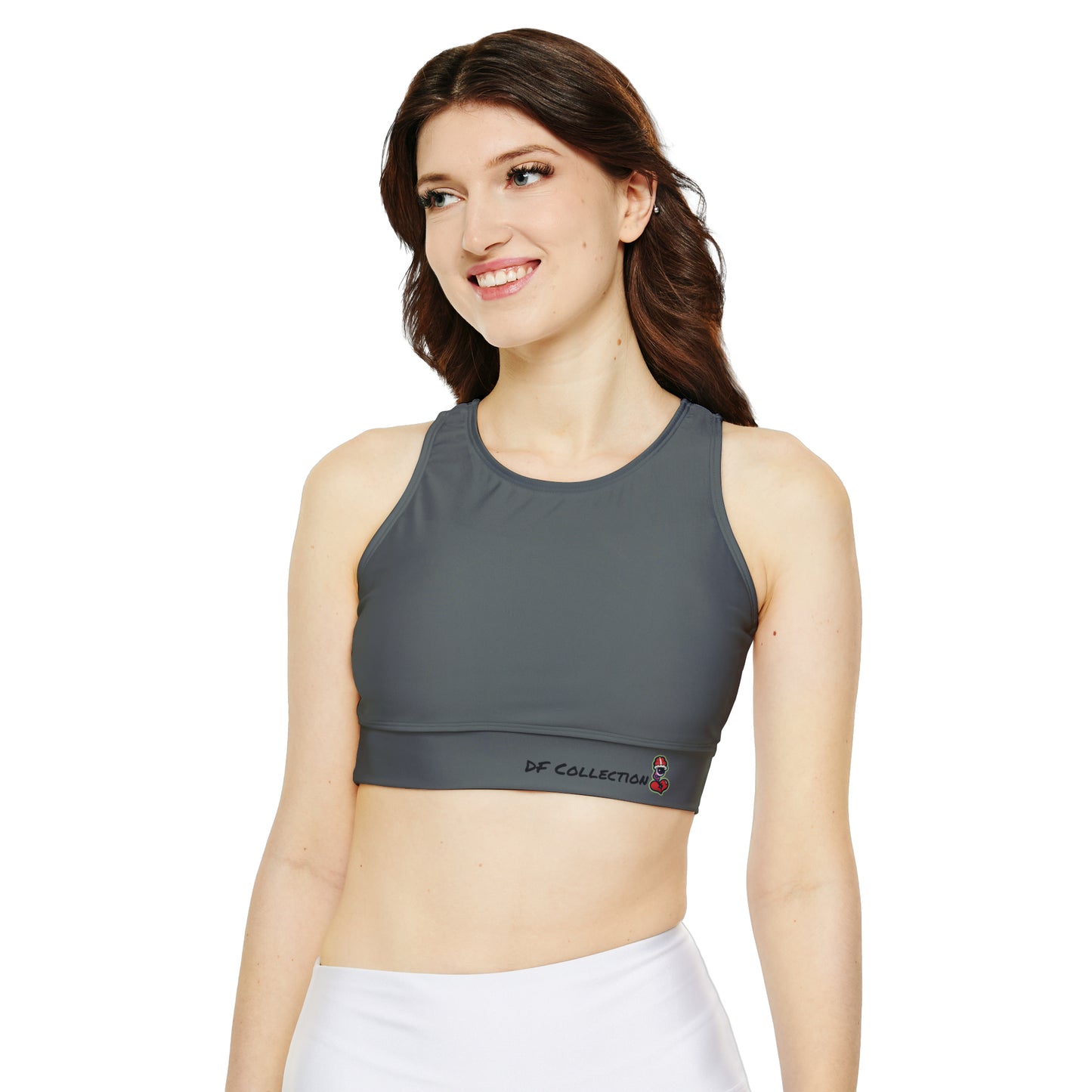 DFC Fully Lined, "DRK GREY" Padded Sports Bra (AOP)