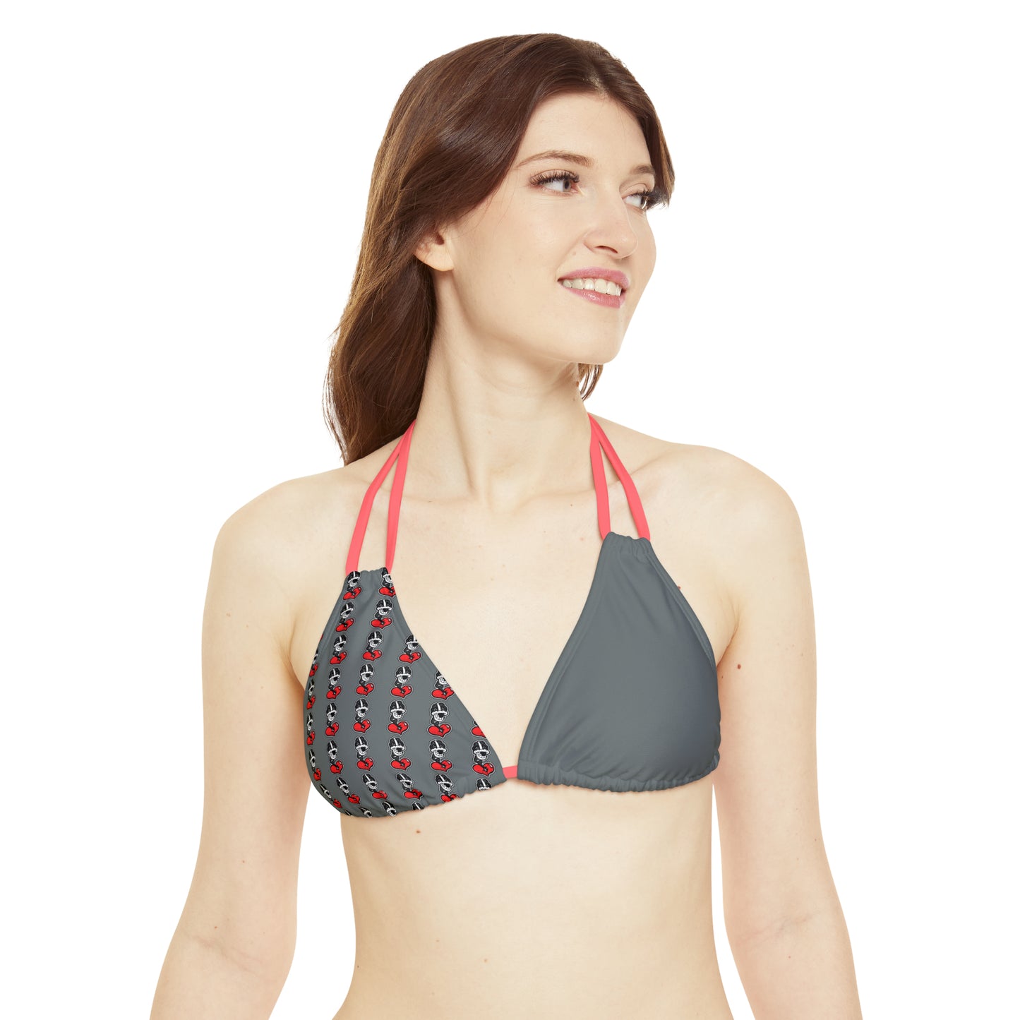 Goochie Grey Strappy Bikini Set (AOP)