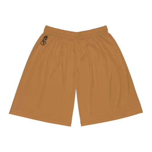 "Black Label" Tan Basketball Shorts (AOP) By WildeTuna