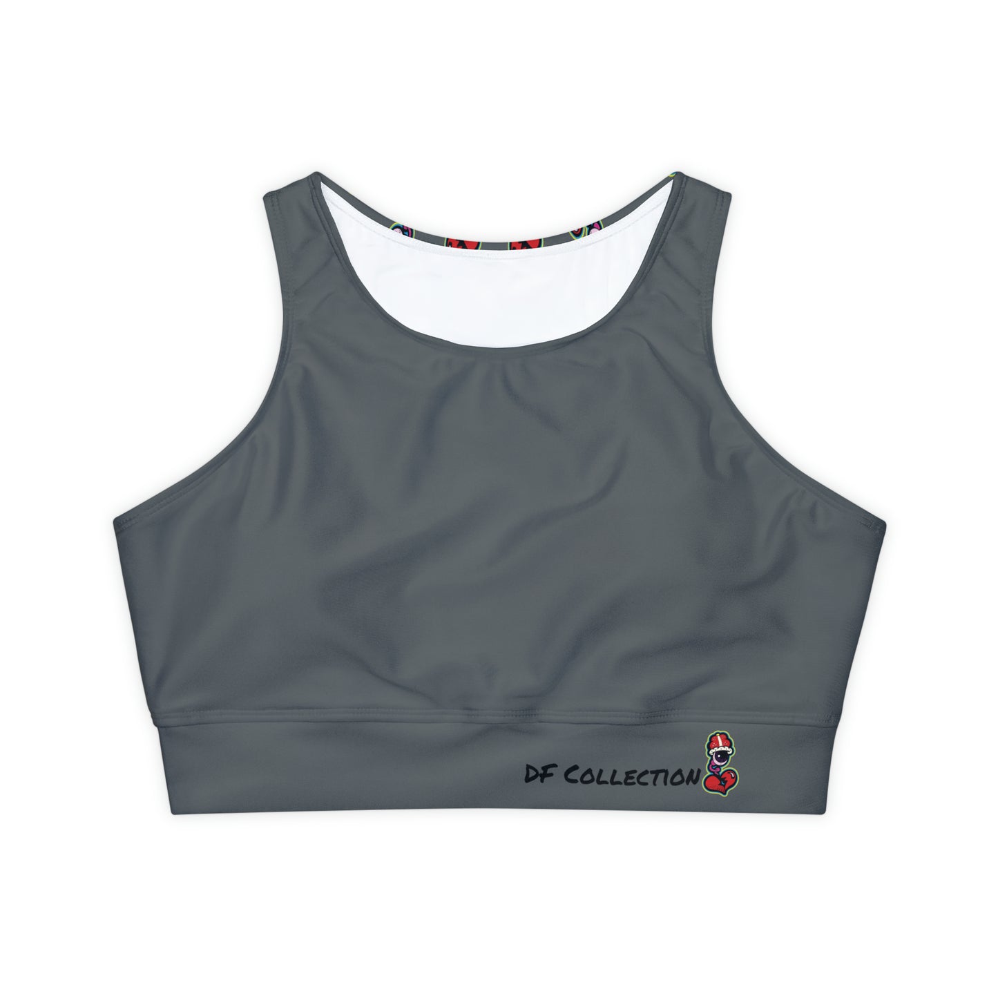 DFC Fully Lined, "DRK GREY" Padded Sports Bra (AOP)