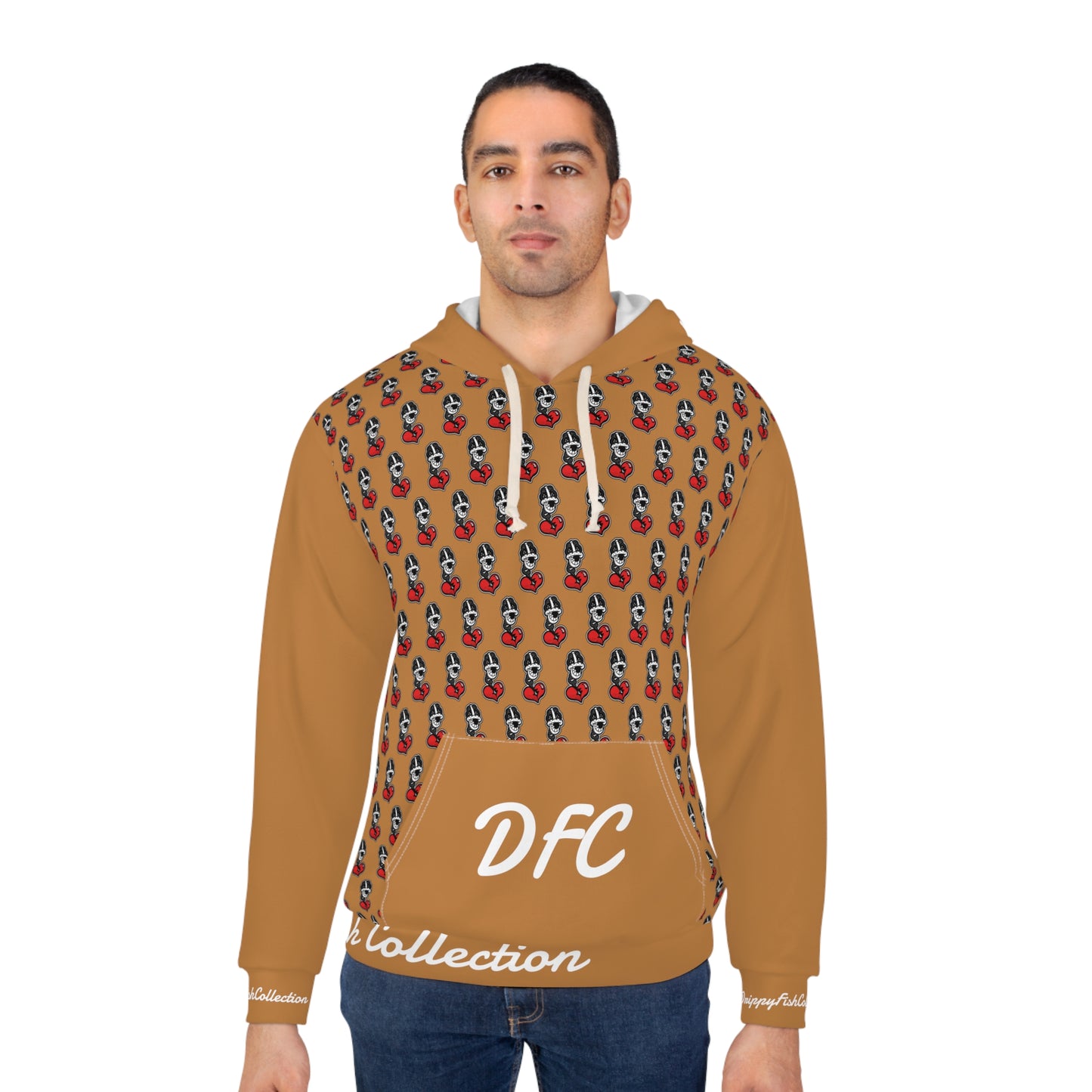 "Par 5" Tan Unisex Pullover Hoodie (AOP)