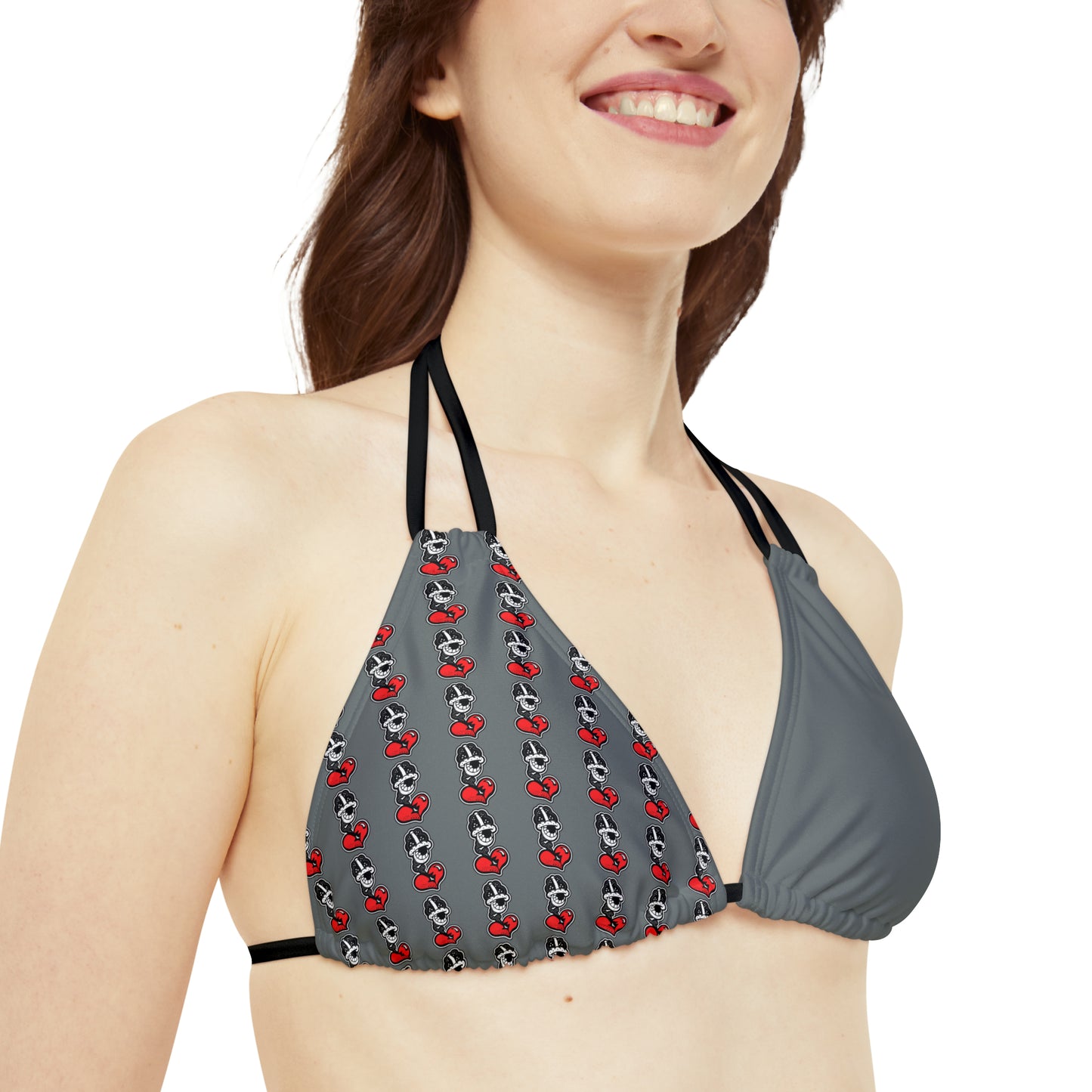 Goochie Grey Strappy Bikini Set (AOP)