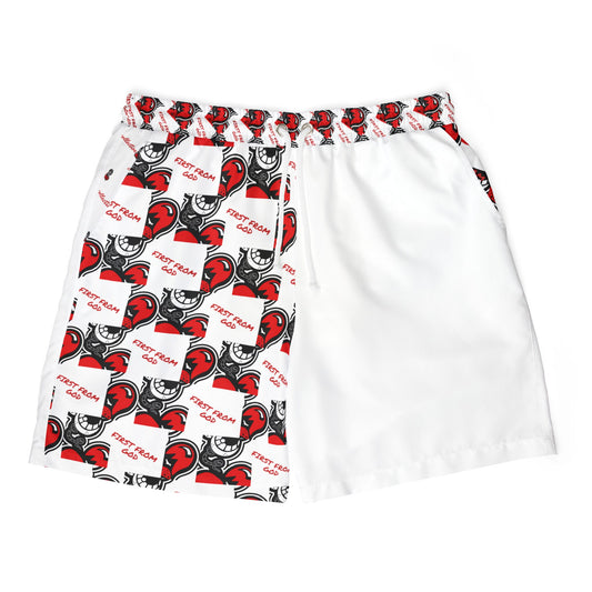 DrippyFish "First From God" White Swim Shorts