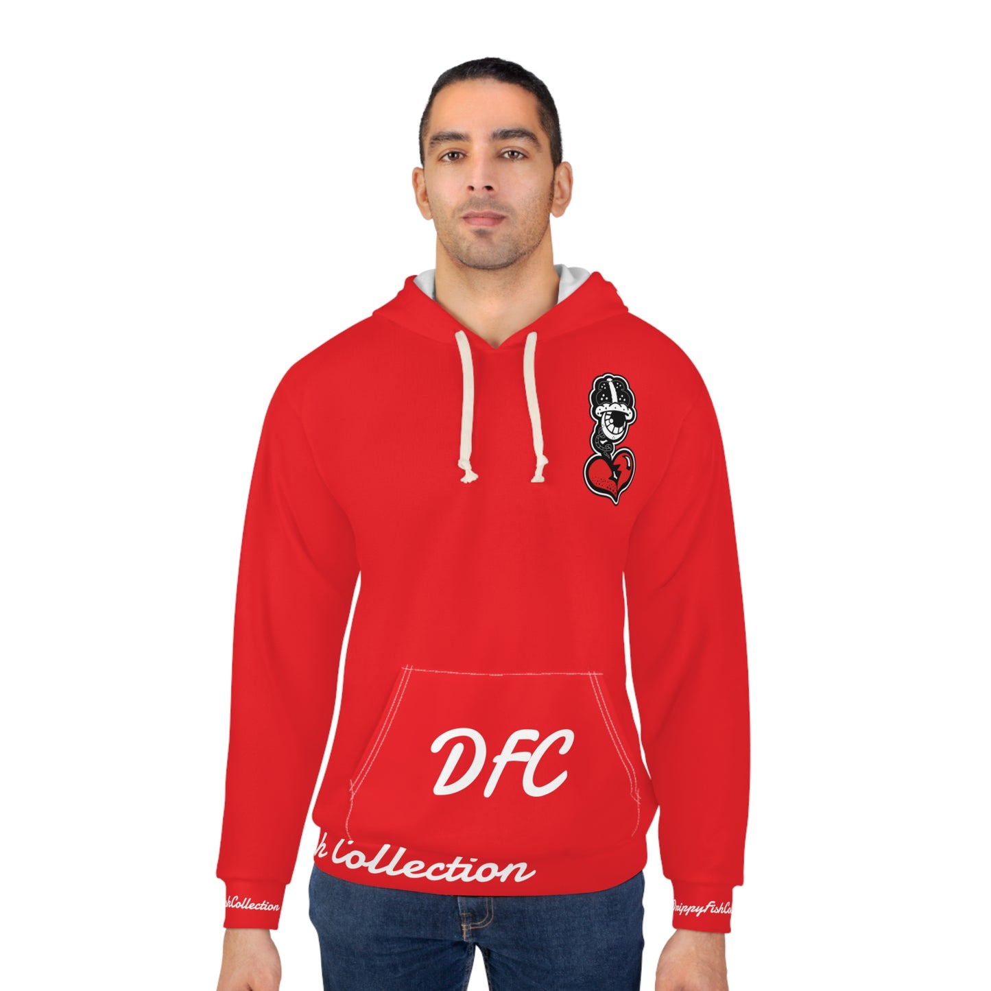 "Par 4" Red Unisex Pullover Hoodie (AOP)