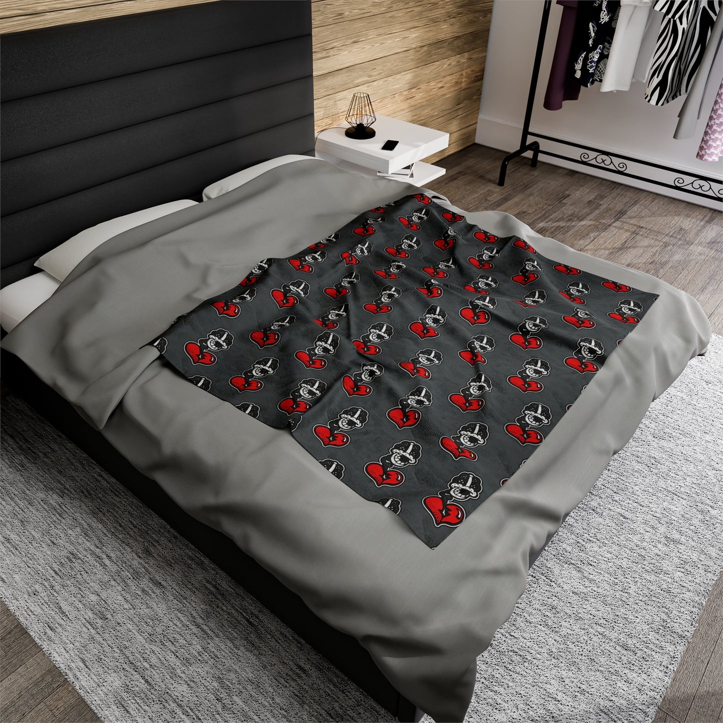 Grey Velveteen Plush Blanket