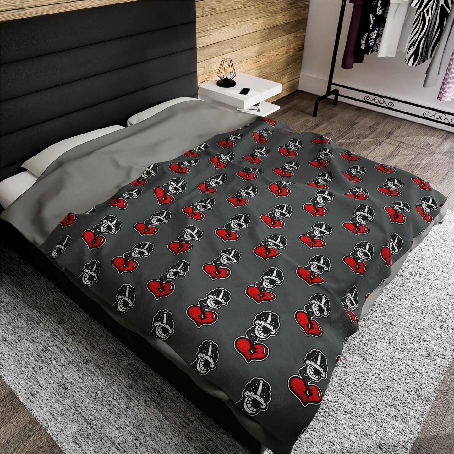 Grey Velveteen Plush Blanket