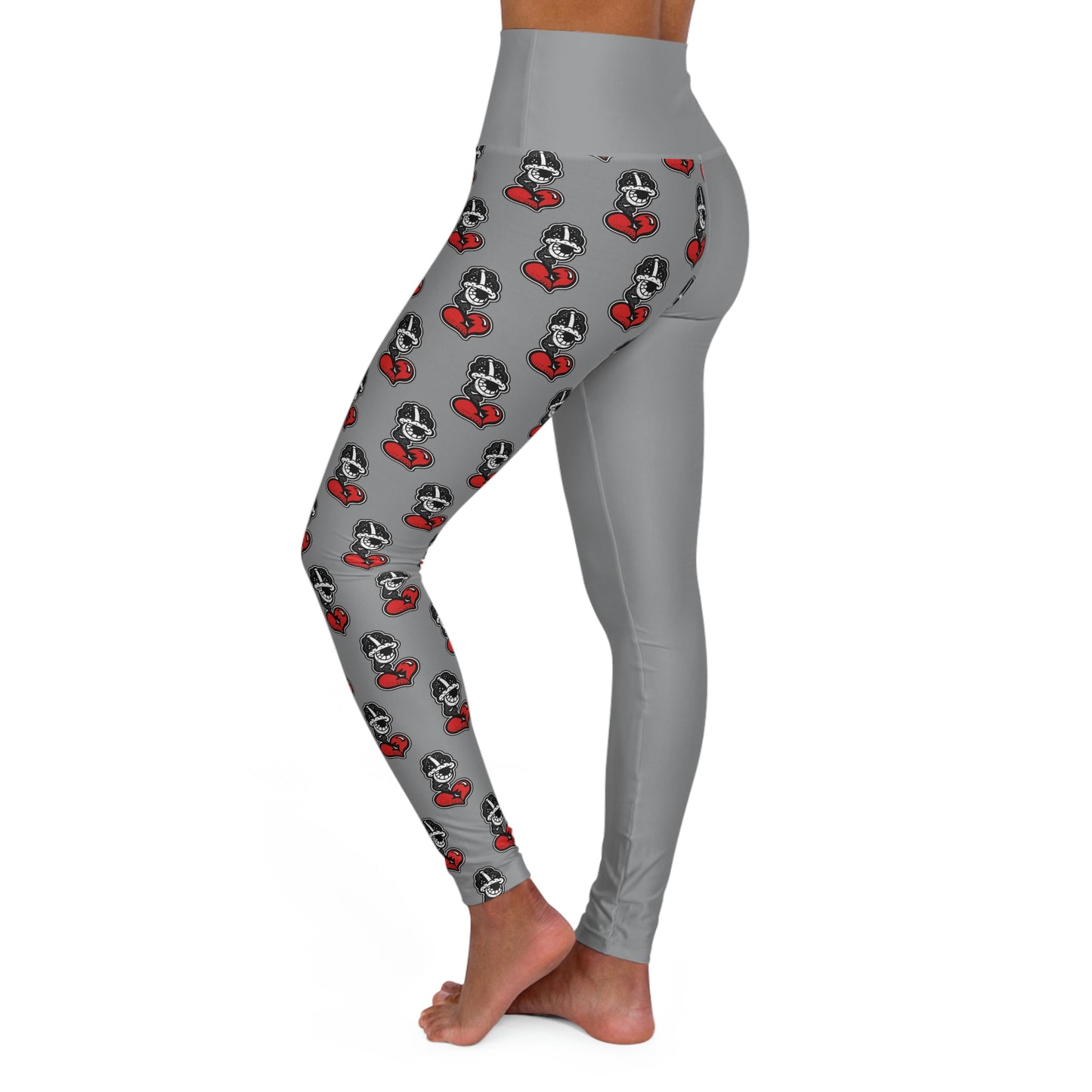 Grey High Waisted Yoga Leggings (AOP)
